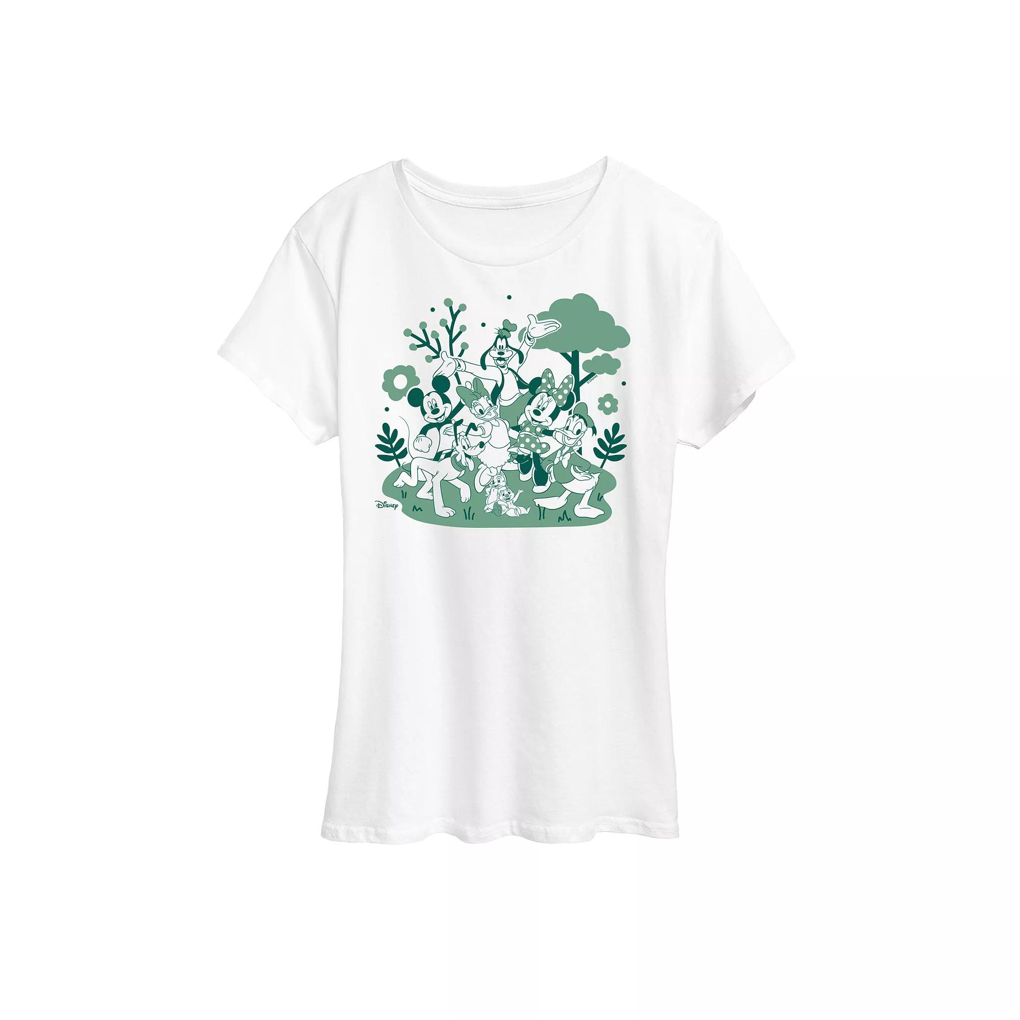 Disney's Mickey Mouse & Friends Women's Green Group Graphic Tee,  Product Image