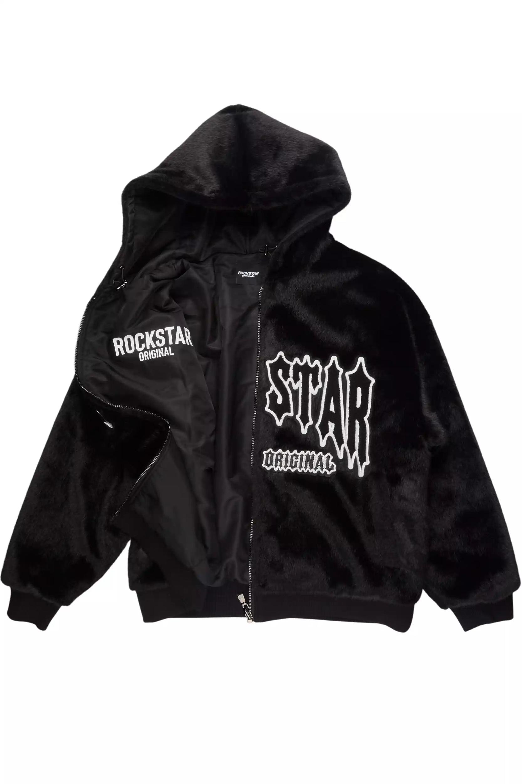 Jaleah Black Oversized Fur Jacket Female Product Image