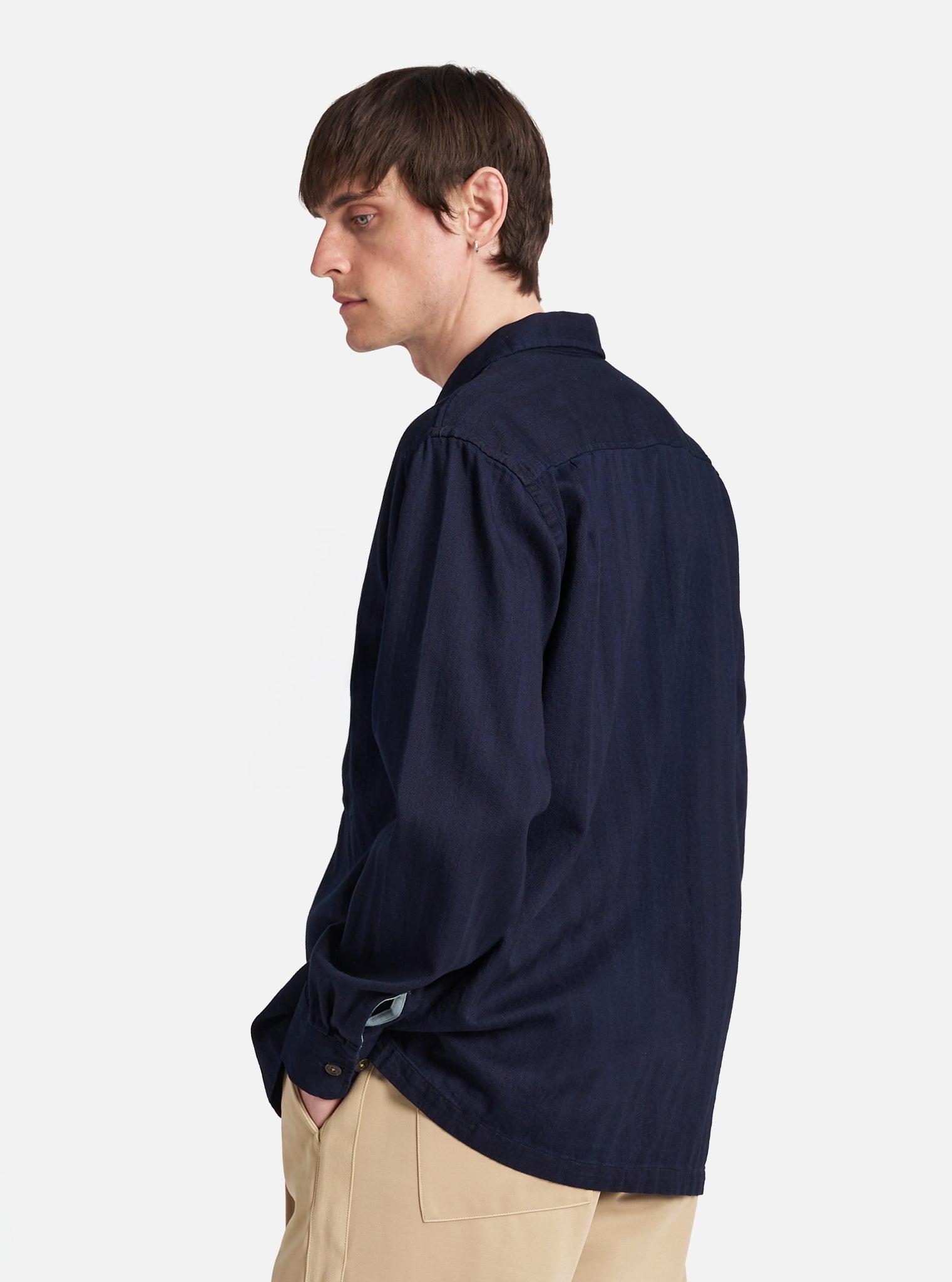 Indigo Herringbone Denim L/S Utility Shirt Product Image