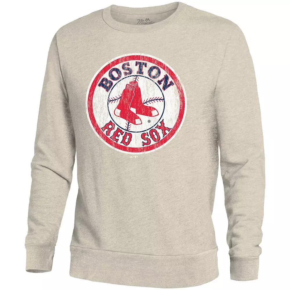 Men's Majestic Threads Oatmeal Boston Red Sox Fleece Pullover Sweatshirt, Size: 2XL, Team Product Image
