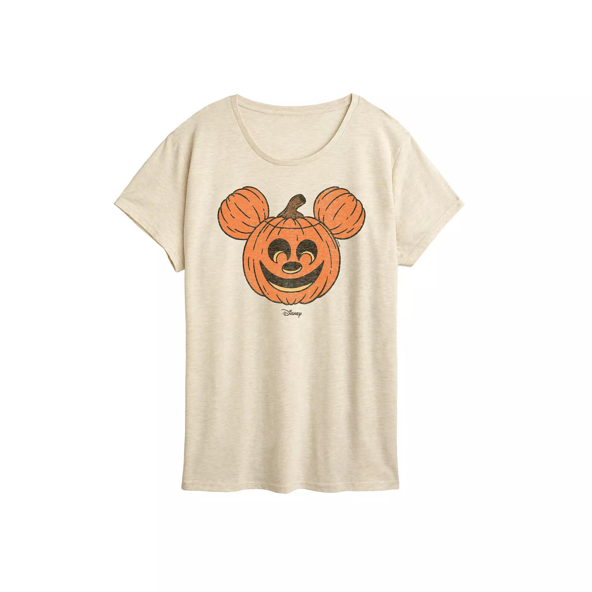 Disney's Mickey Mouse Women's Distressed Pumpkin Graphic Tee,  Product Image
