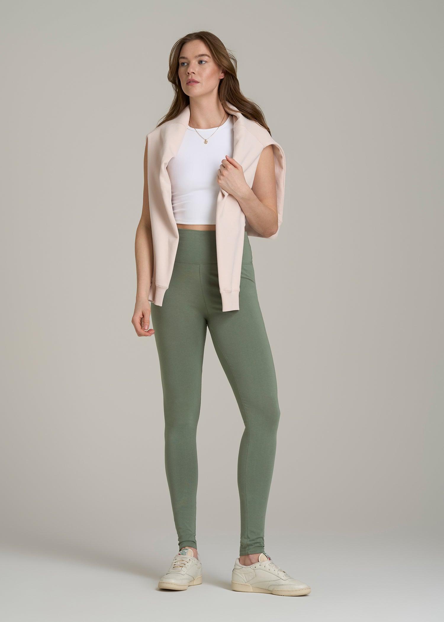 Cotton Leggings for Tall Women in Dark Seagrass Female Product Image