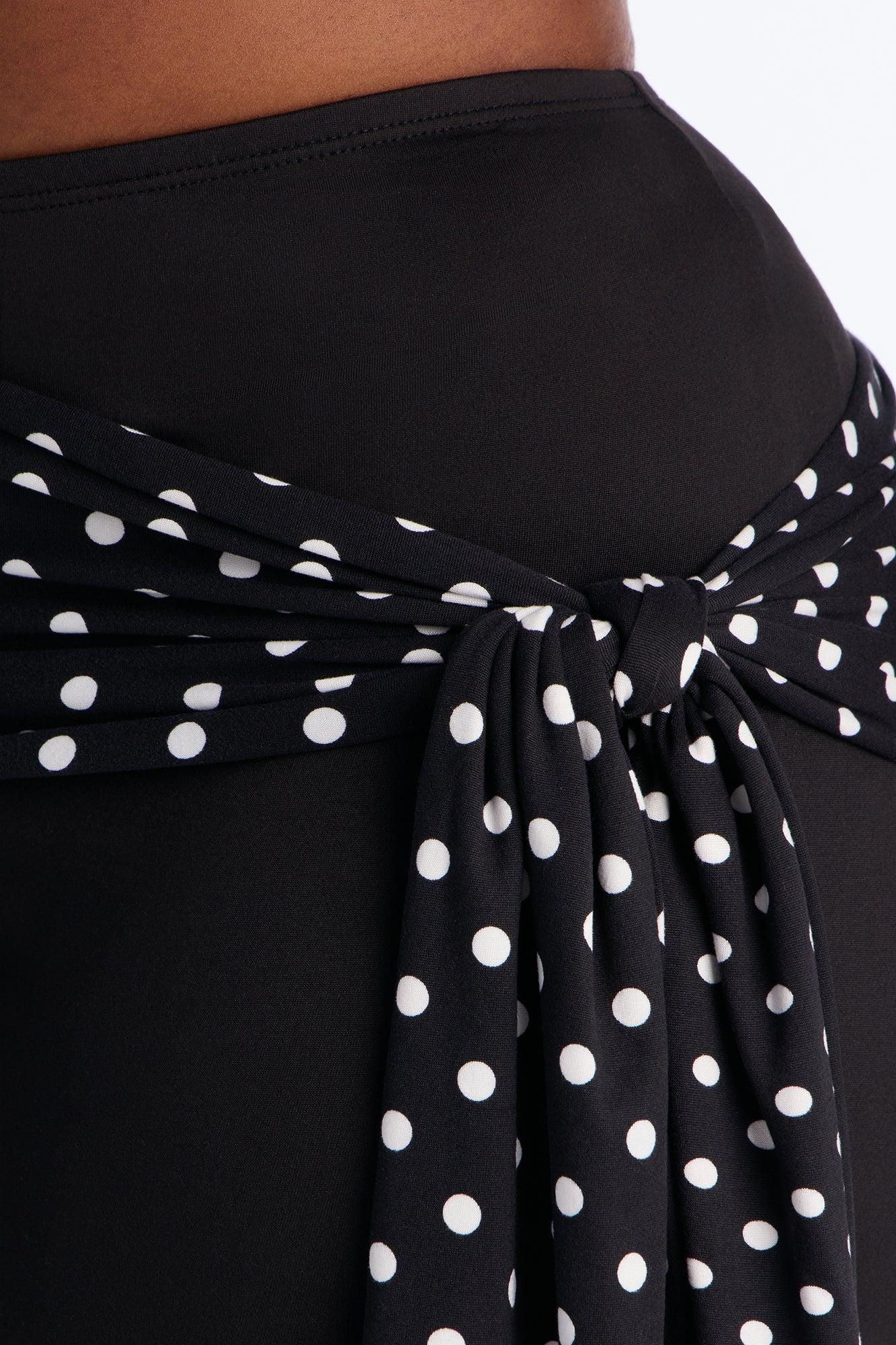 Kinley Low Rise Polka Dot Tie Waist Capri Legging - Black/White Female Product Image