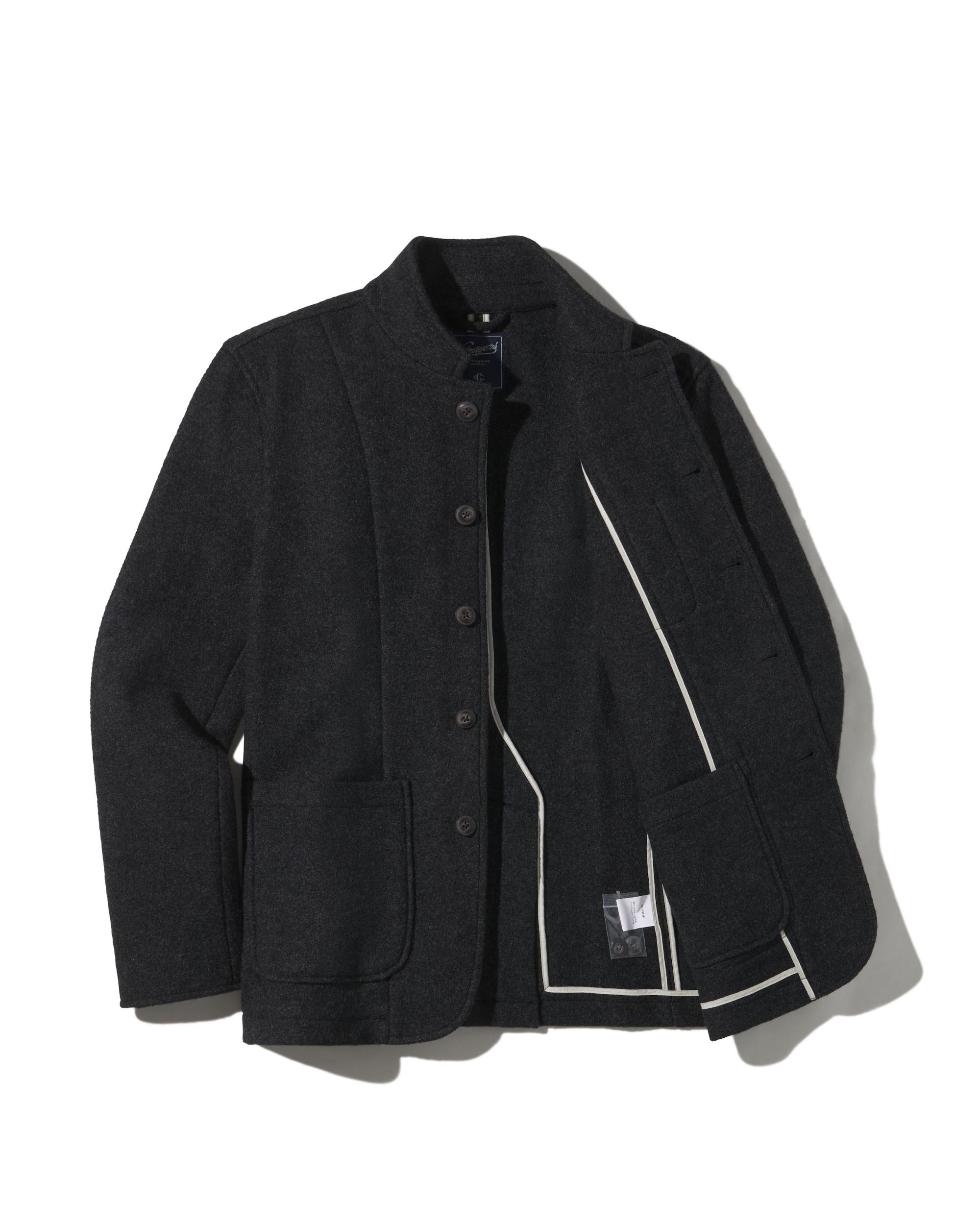 Burnham Knitted Wool Blazer - Charcoal Product Image