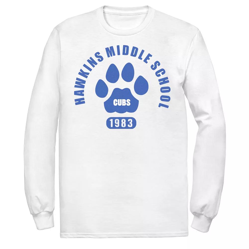 Men's Netflix Stranger Things Hawkins Middle School Cubs 1983 Tee, Size: Medium, White Product Image