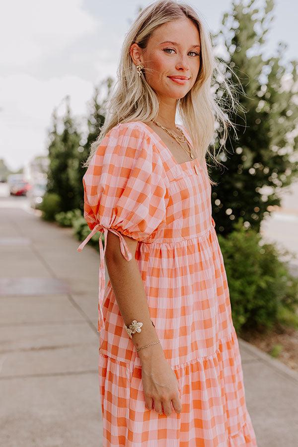 Sunkist Stroll Gingham Midi Dress Product Image
