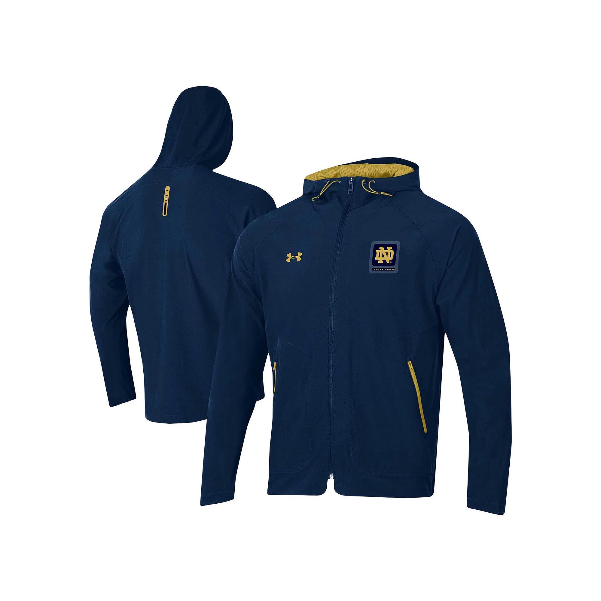 Men's Under Armour Navy Notre Dame Fighting Irish Unstoppable Raglan Full-Zip Jacket, Size: Medium, Blue Product Image