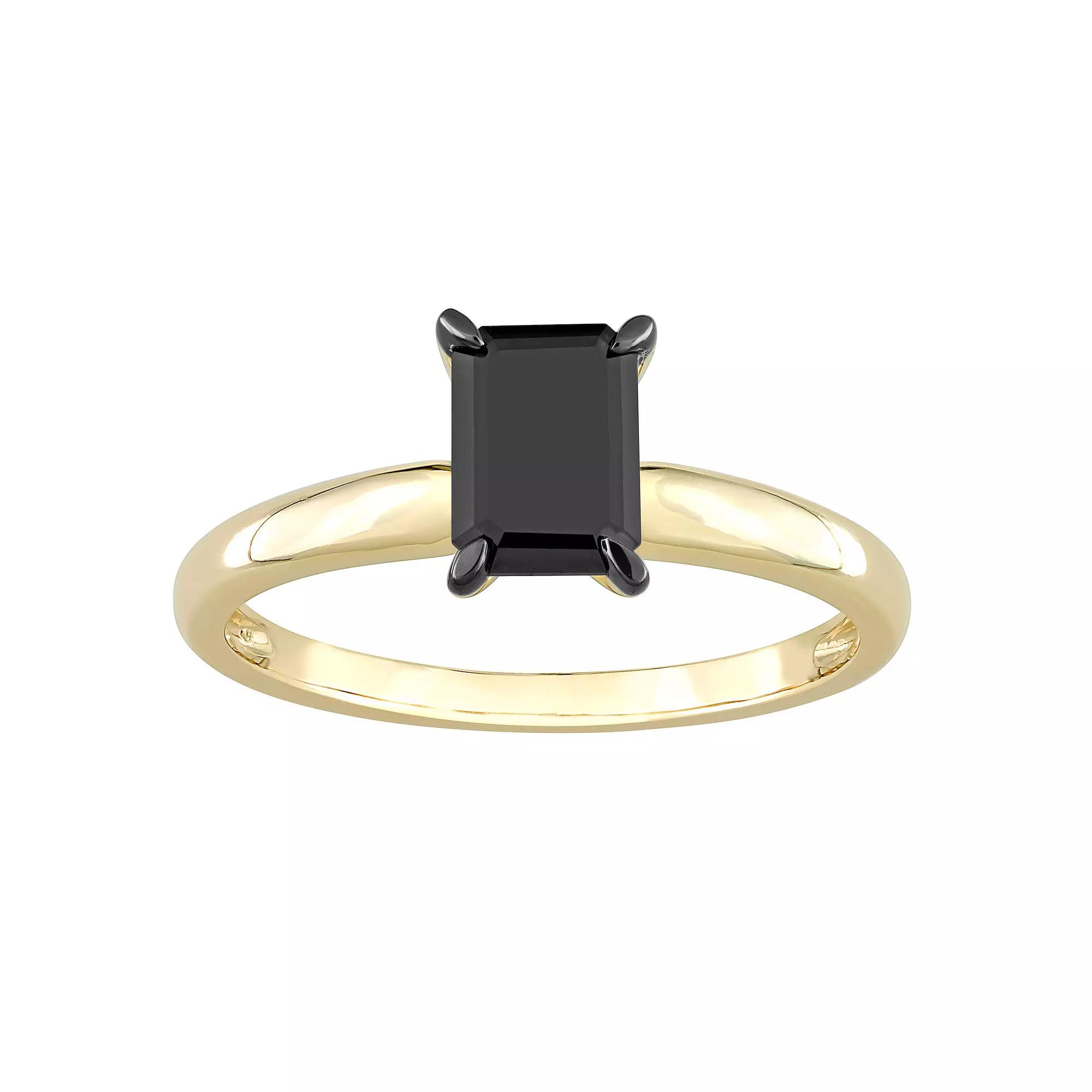 Stella Grace 14k Gold 1 Carat T.W Black Diamond Emerald-Cut Solitaire Ring, Women's, Size: 5 Product Image