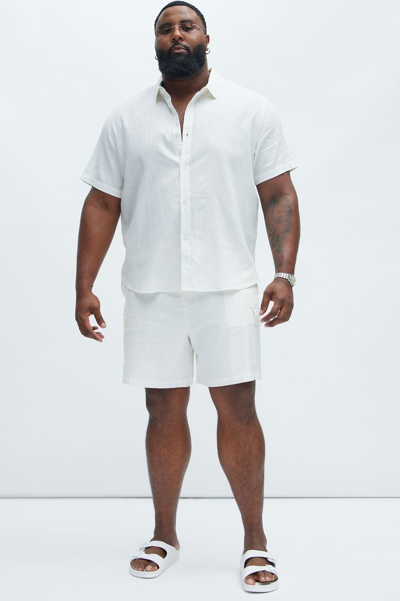 Bahamas Linen Cargo Shorts - White Product Image