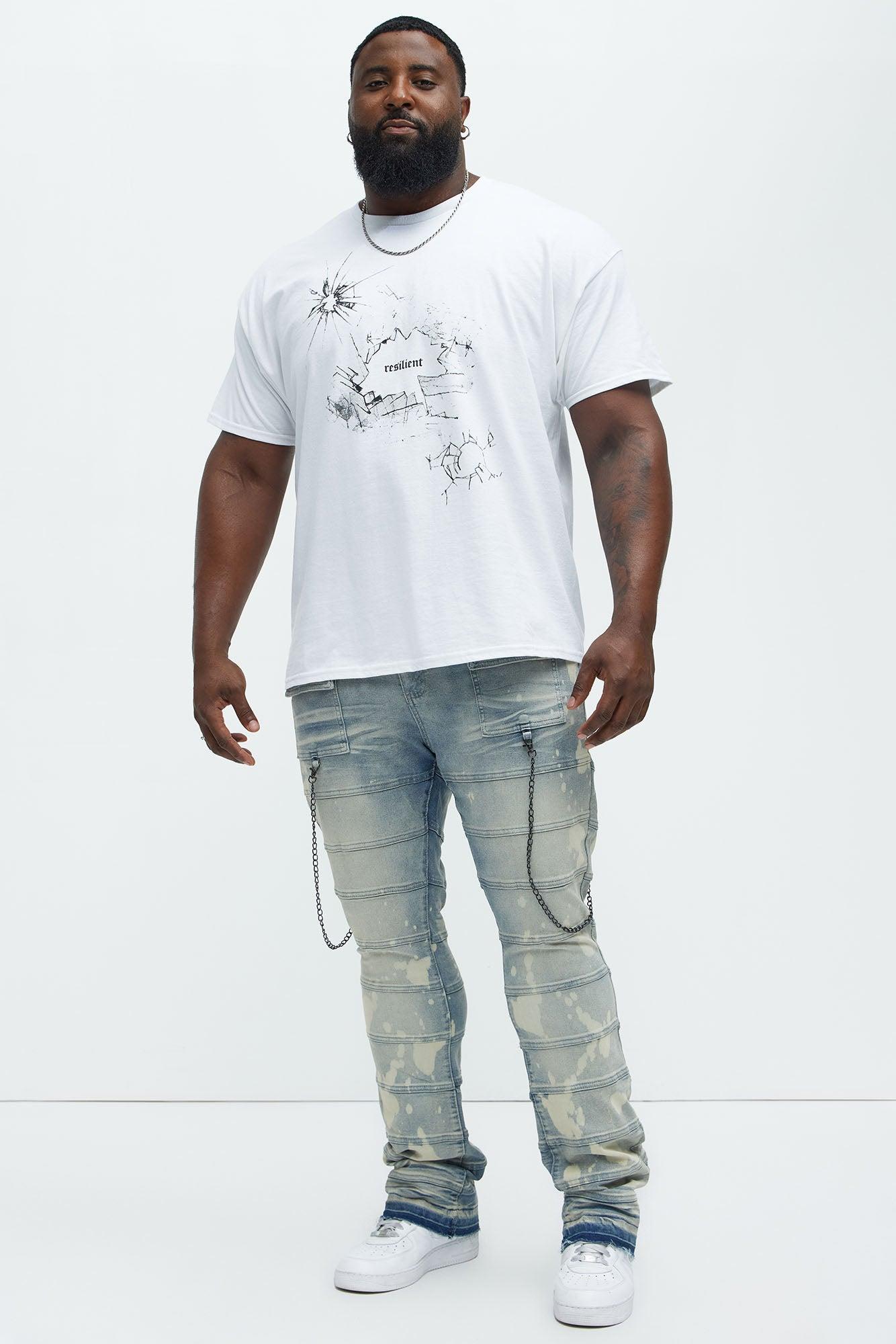 Stacked Slim Flare Paneled Chain Jeans - Light Blue Wash Product Image