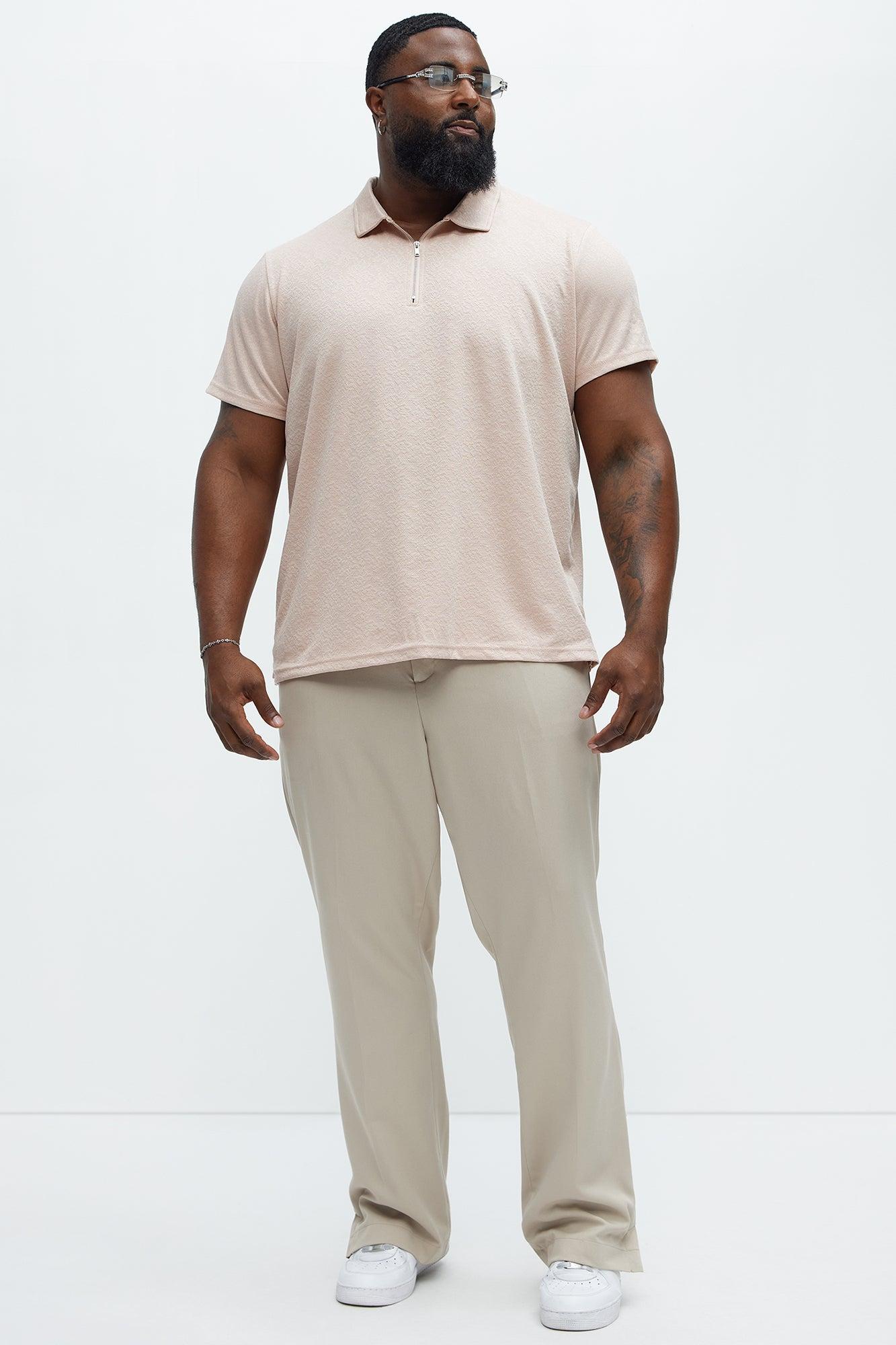 Jacquard Floral Knit Quarter Zip Polo Shirt - Mauve Product Image