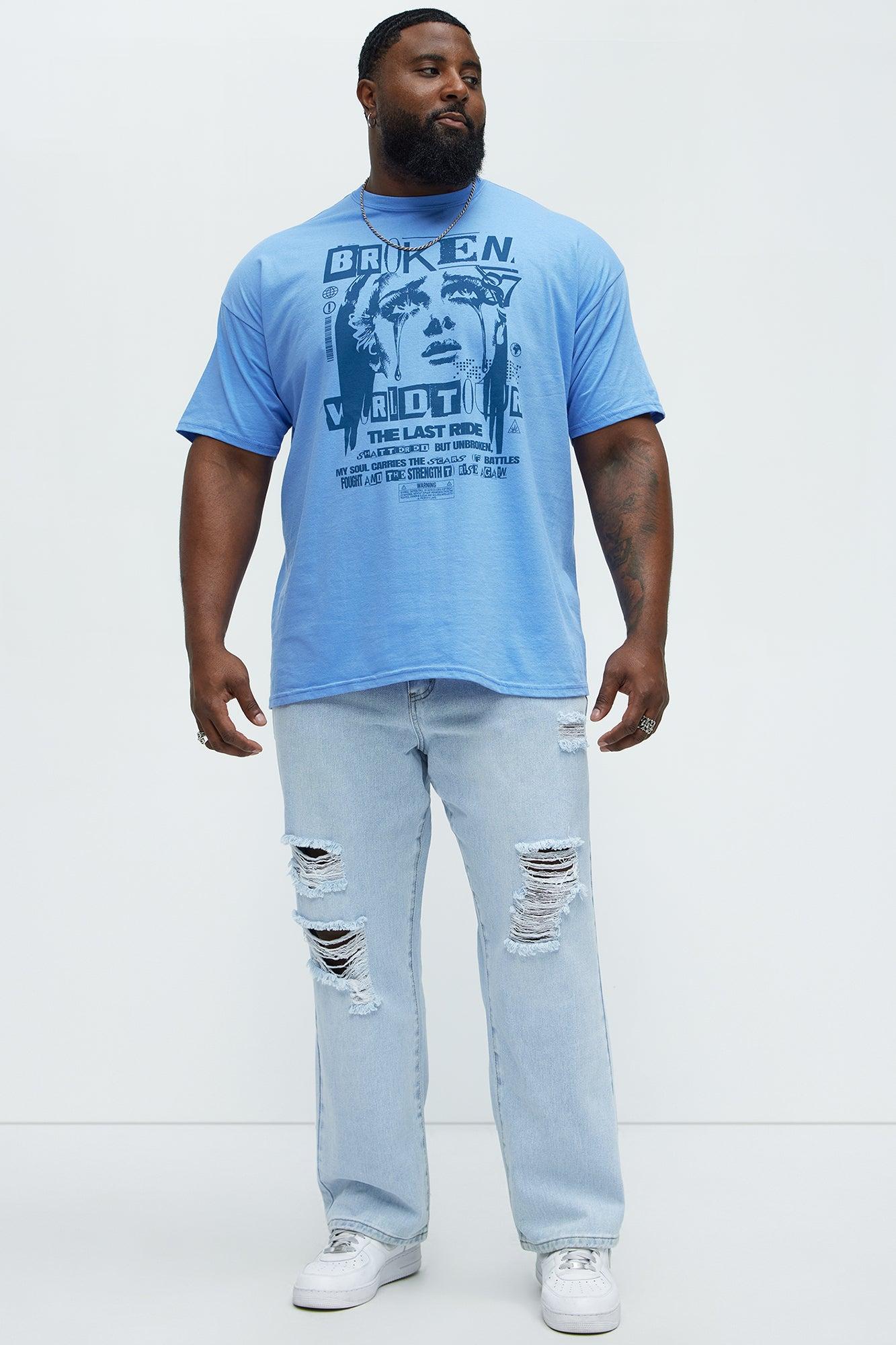 Classic Distressed Straight Jeans - Light Wash Product Image