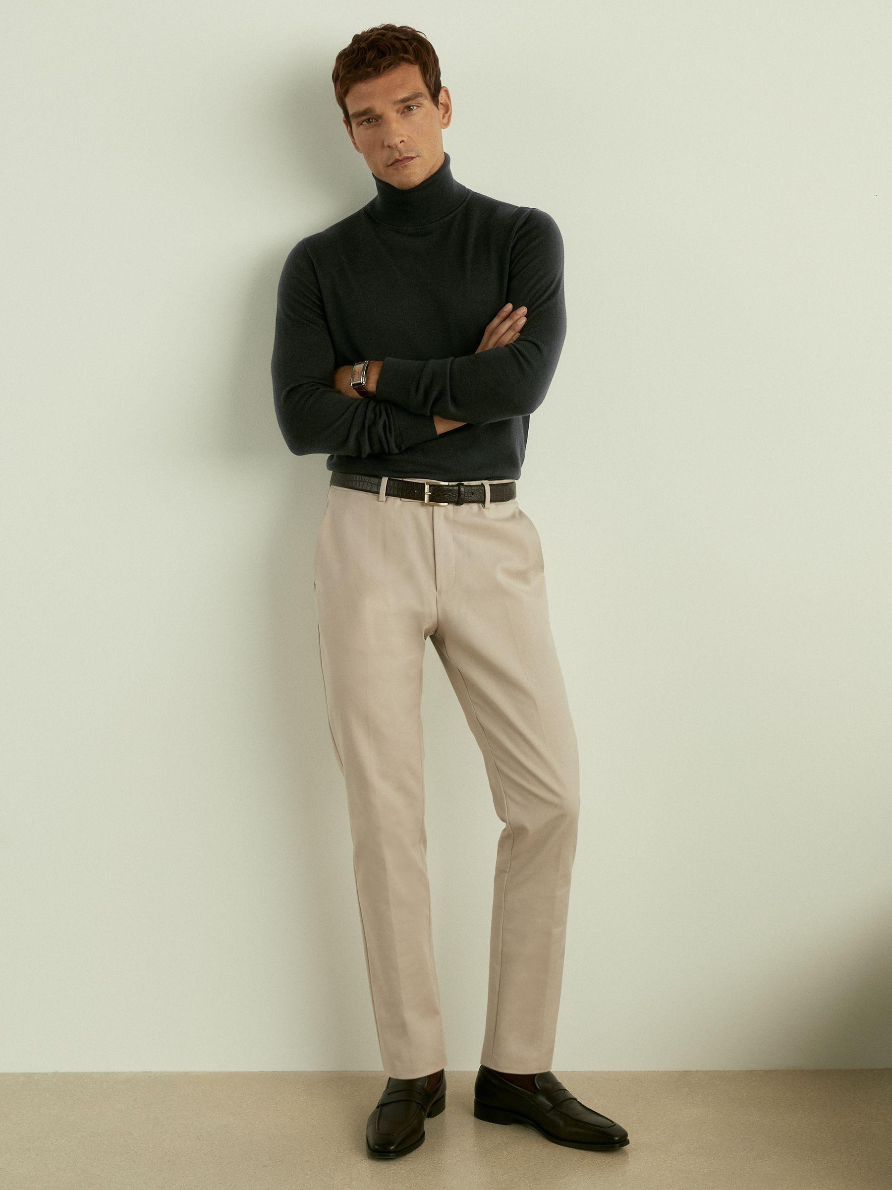 Merino Roll-Neck Jumper in Dark Military Green Product Image