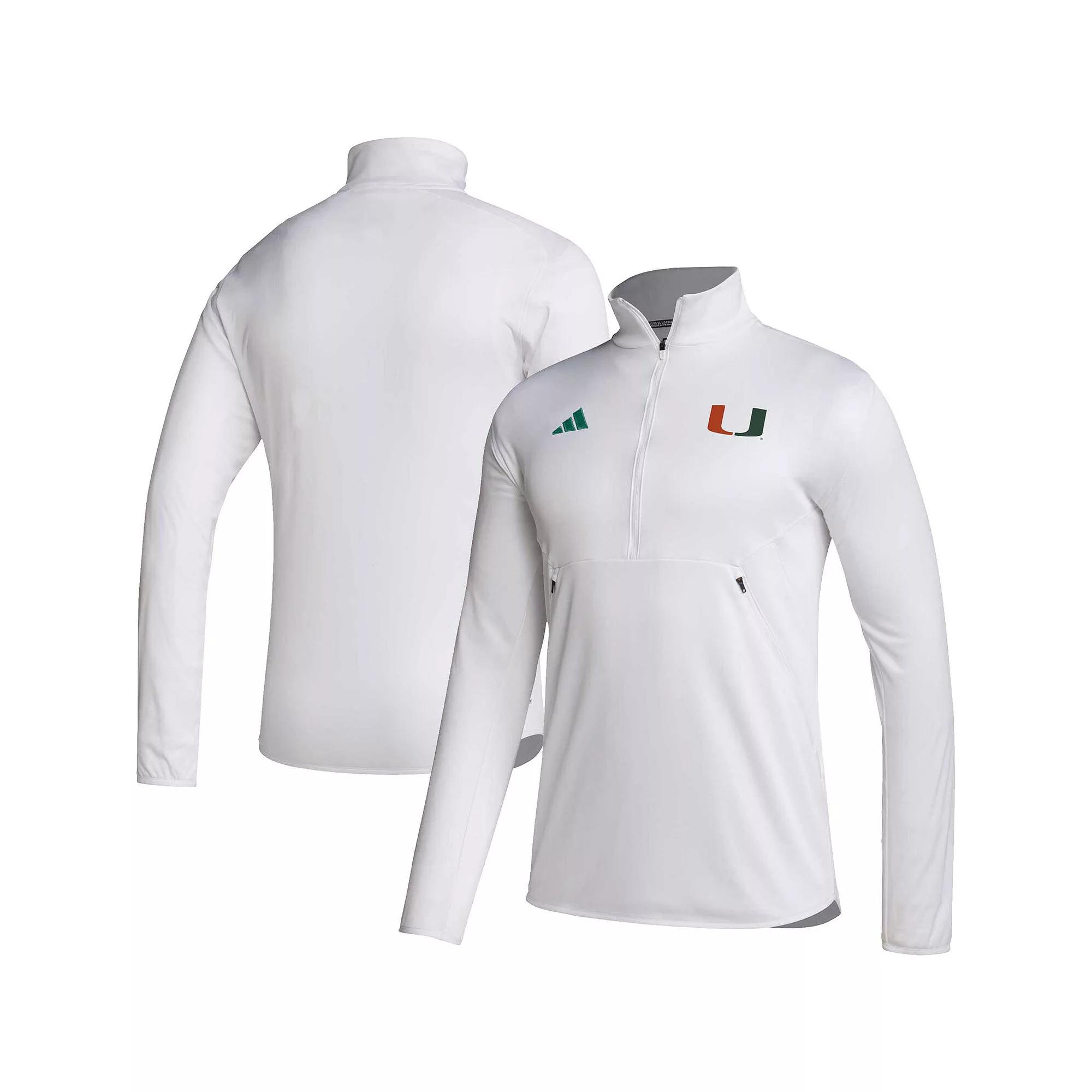 Men's adidas White Miami Hurricanes 2023 Sideline AEROREADY Half-Zip Top, Size: 2XL Product Image