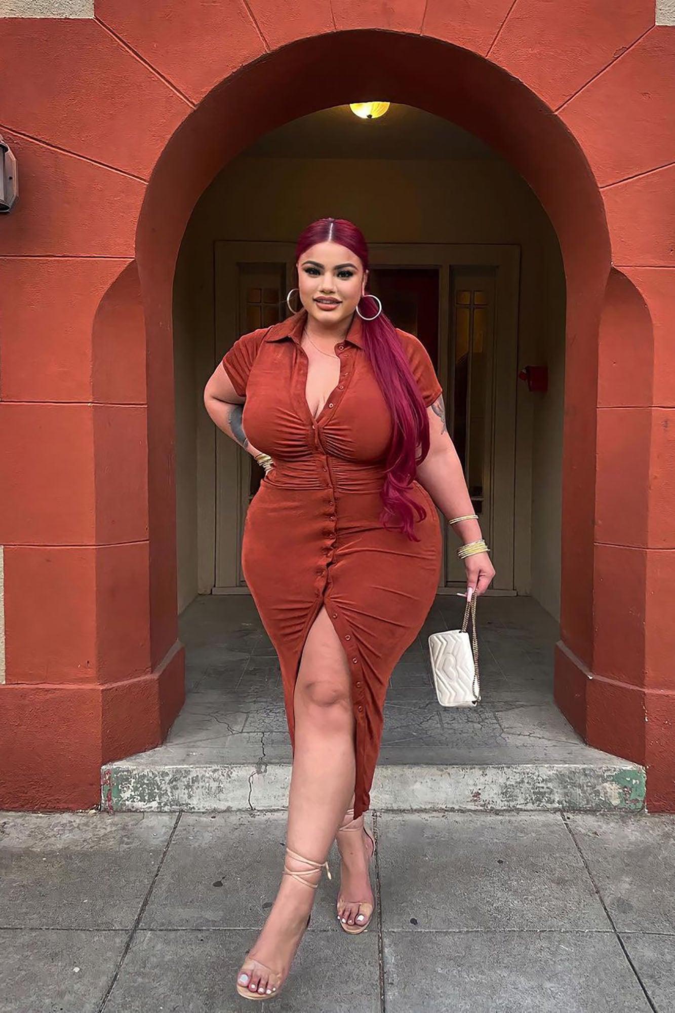 Silky Smooth Slinky Maxi Dress - Rust Product Image