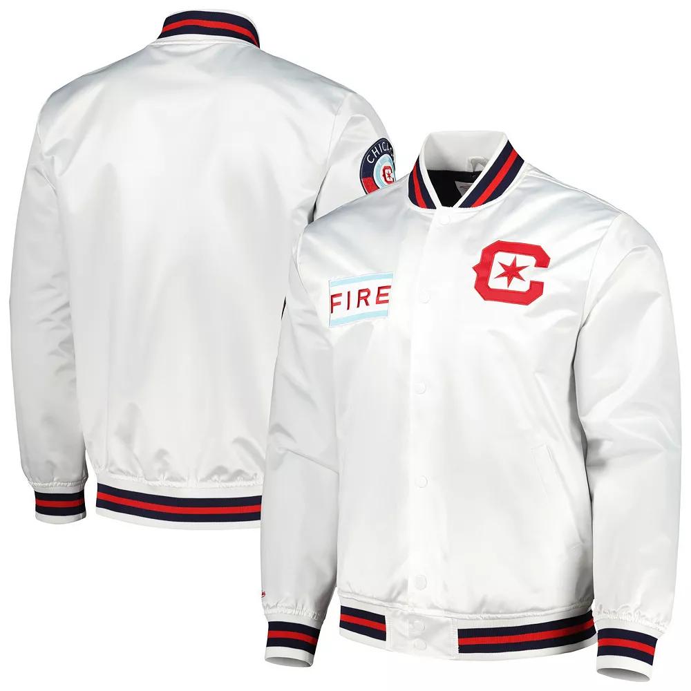 Men's Mitchell & Ness  White Chicago Fire City Full-Snap Satin Jacket, Size: Large, Cfs White Product Image