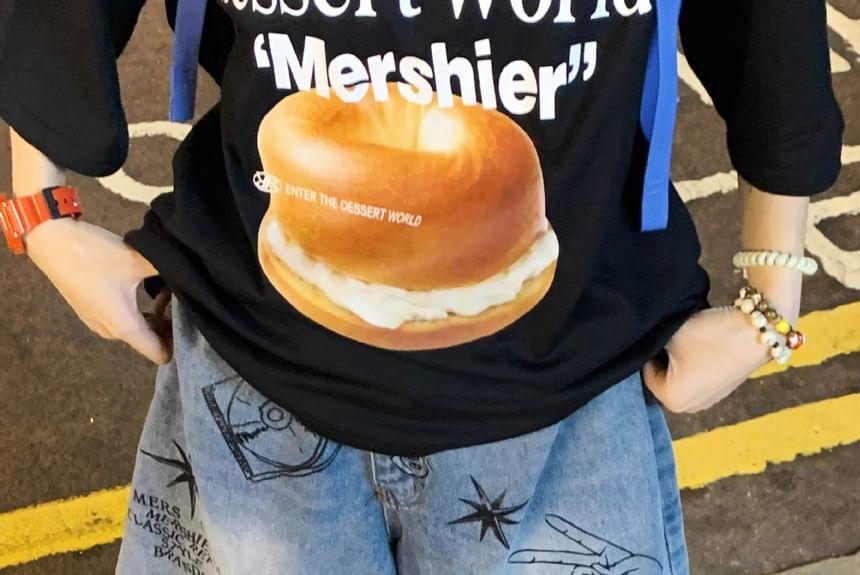 Mid Rise Patterned Print Washed Jorts Product Image