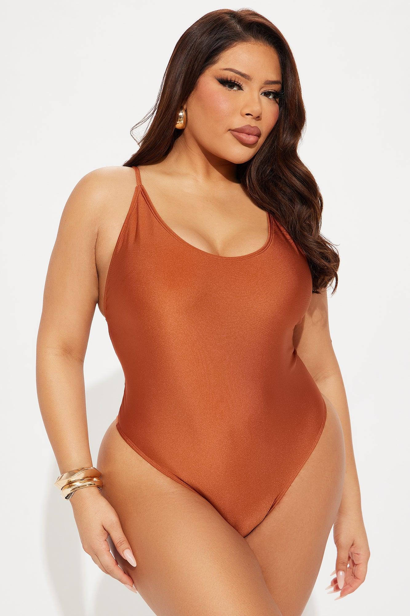 Valerie Deep Scoop 1 Piece Swimsuit - Brown Product Image