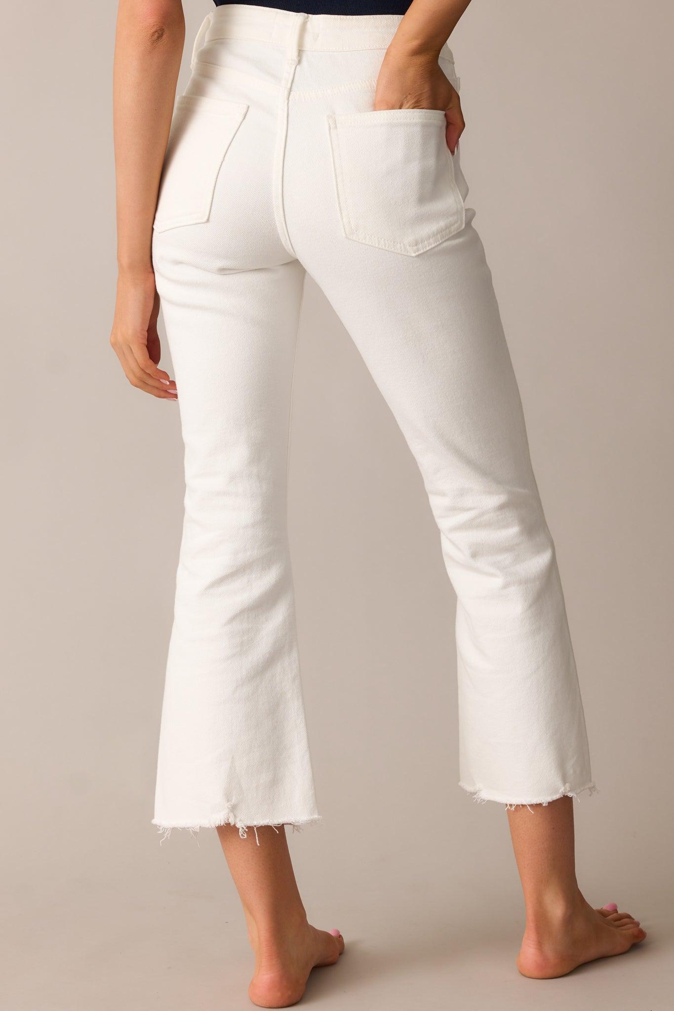 Terrific Timing White Cropped Flare Jeans Product Image