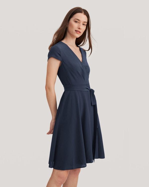 Figure Flattering Silk Wrap Dress Product Image