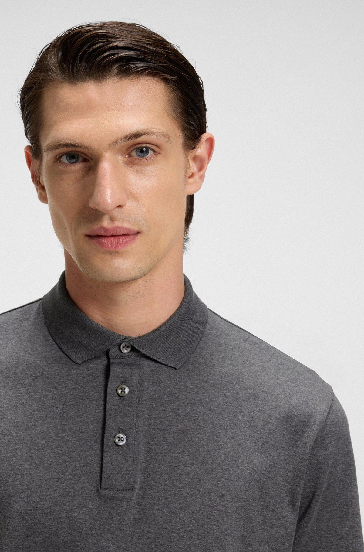 Regular-fit polo shirt in mercerized cotton Product Image
