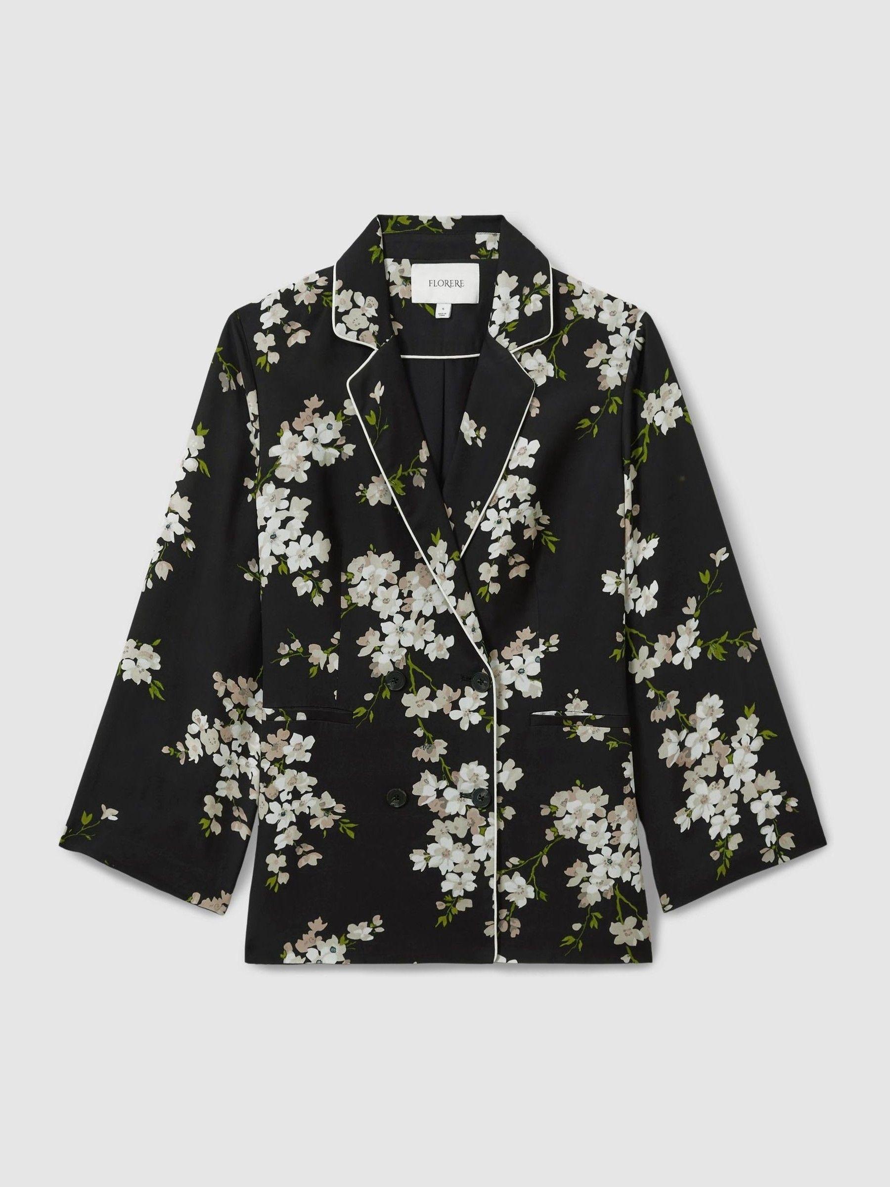 Florere Relaxed Double Breasted Black Blazer in Black Product Image