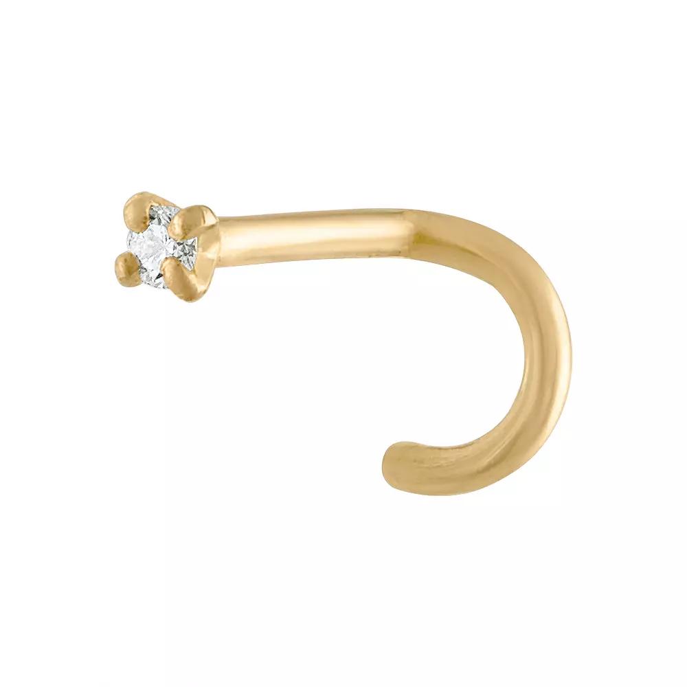 Amella Jewels 14k Gold Over Silver Cubic Zirconia Stud Nose Ring, Women's, Gold Tone Product Image
