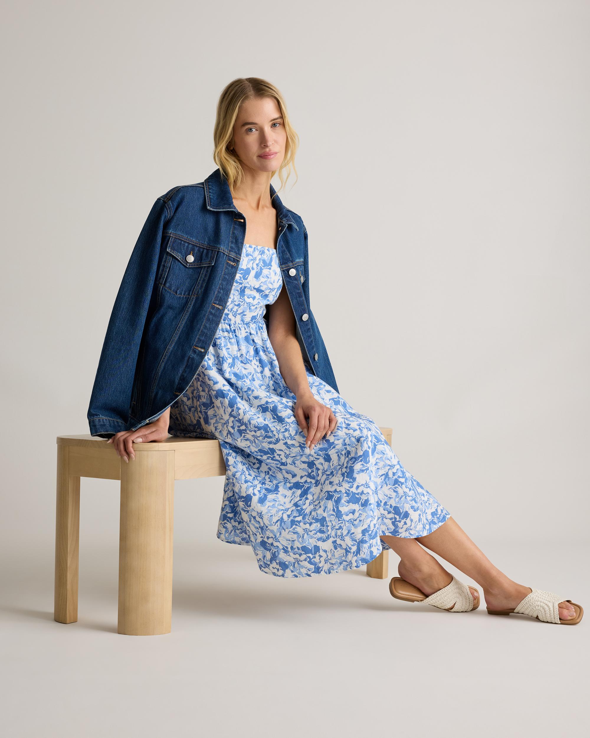 Quince | Women's 100% European Linen Fit & Flare Midi Dress Product Image