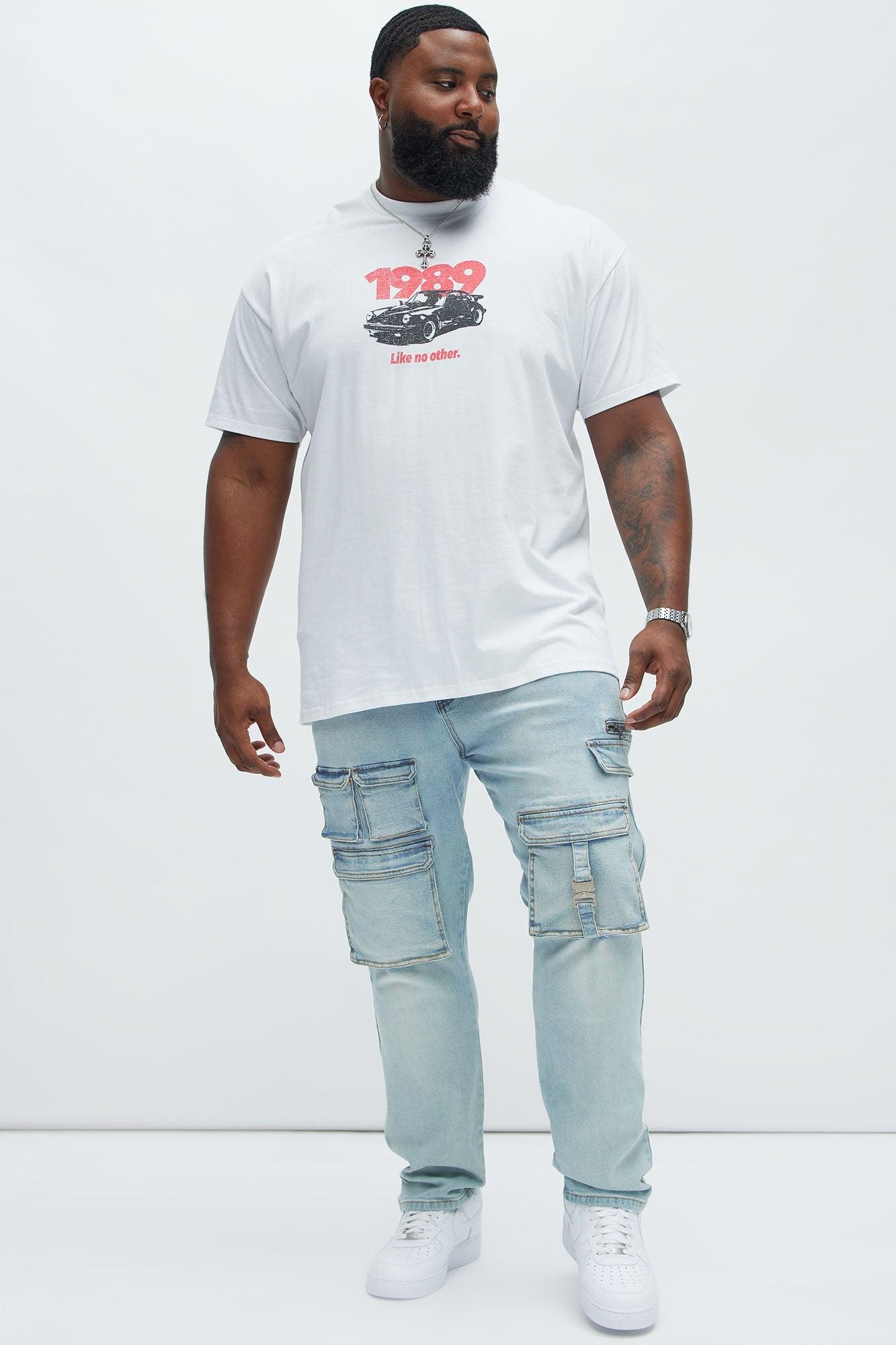 Cargo Pocket Slim Taper Jeans - Light Blue Wash Product Image