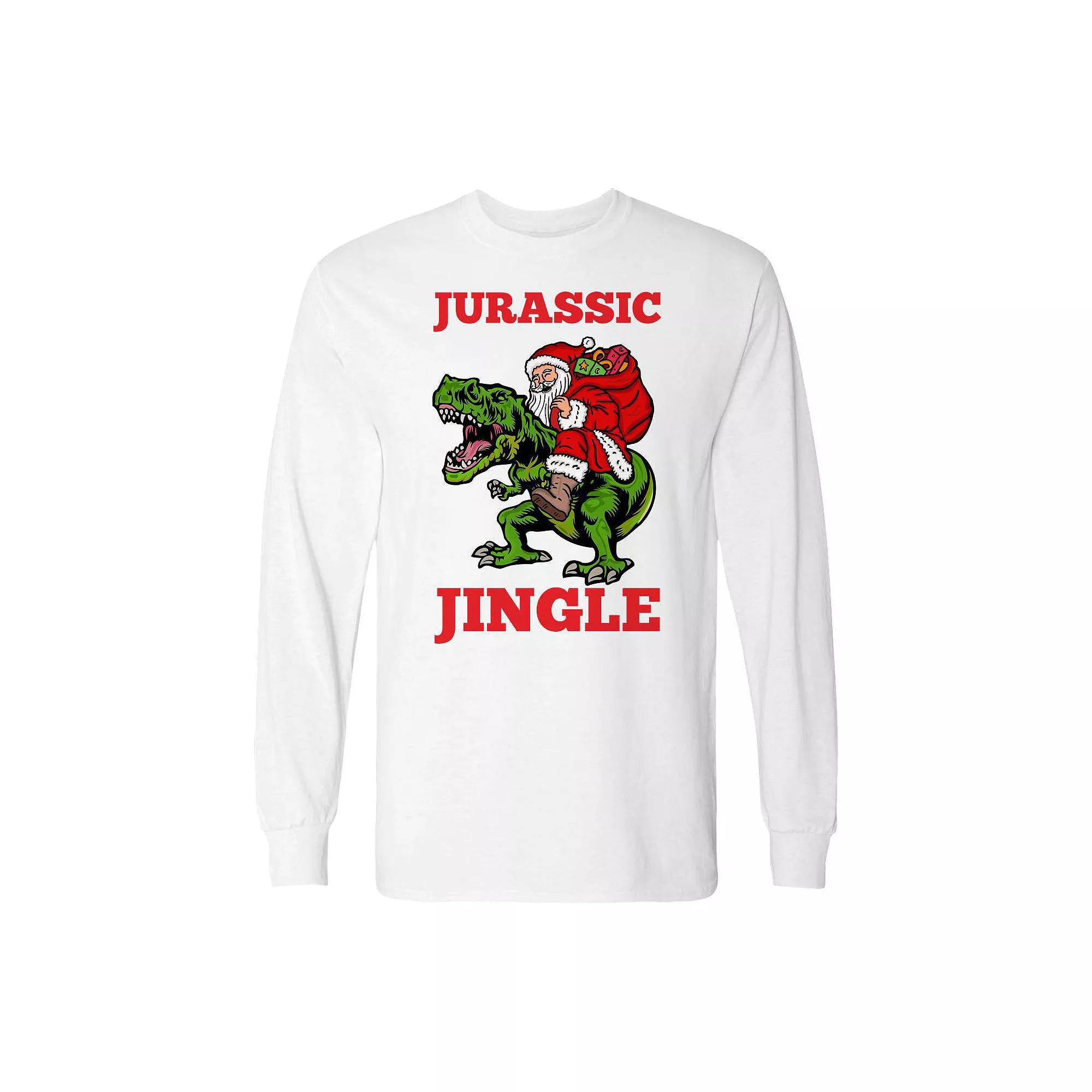 Men's Christmas Jurassic Jingle Trex Long Sleeve Graphic Tee, Adult Unisex,  Product Image