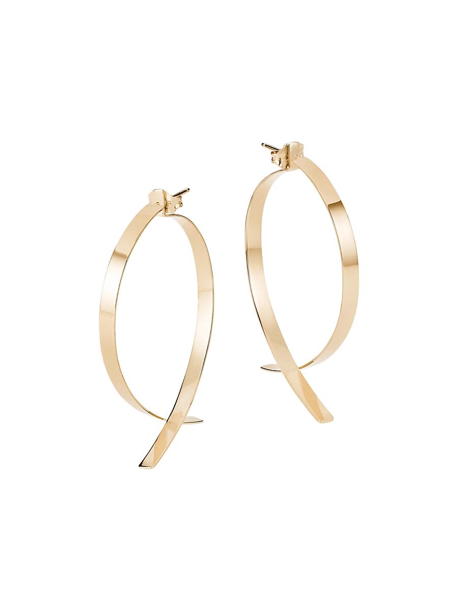 Womens Upside Down 14K Gold Hoops Product Image