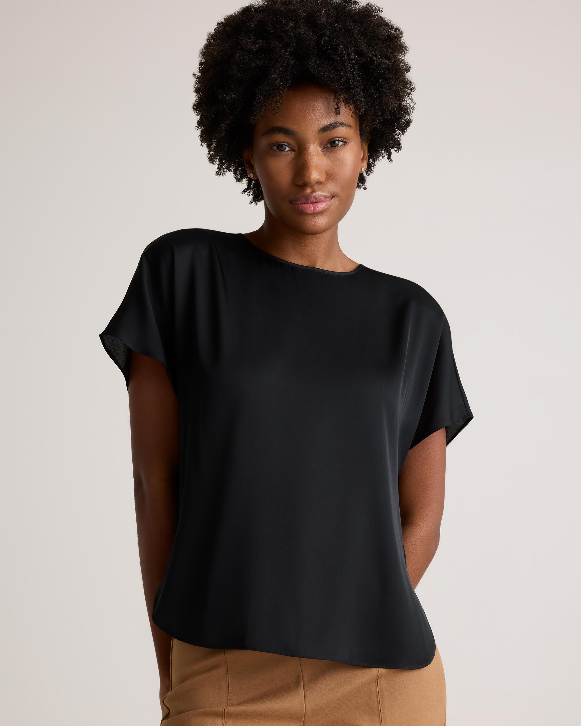 Quince | Women's Washable Stretch Silk Split Hem T-Shirt Size XL, Mulberry Silk Product Image