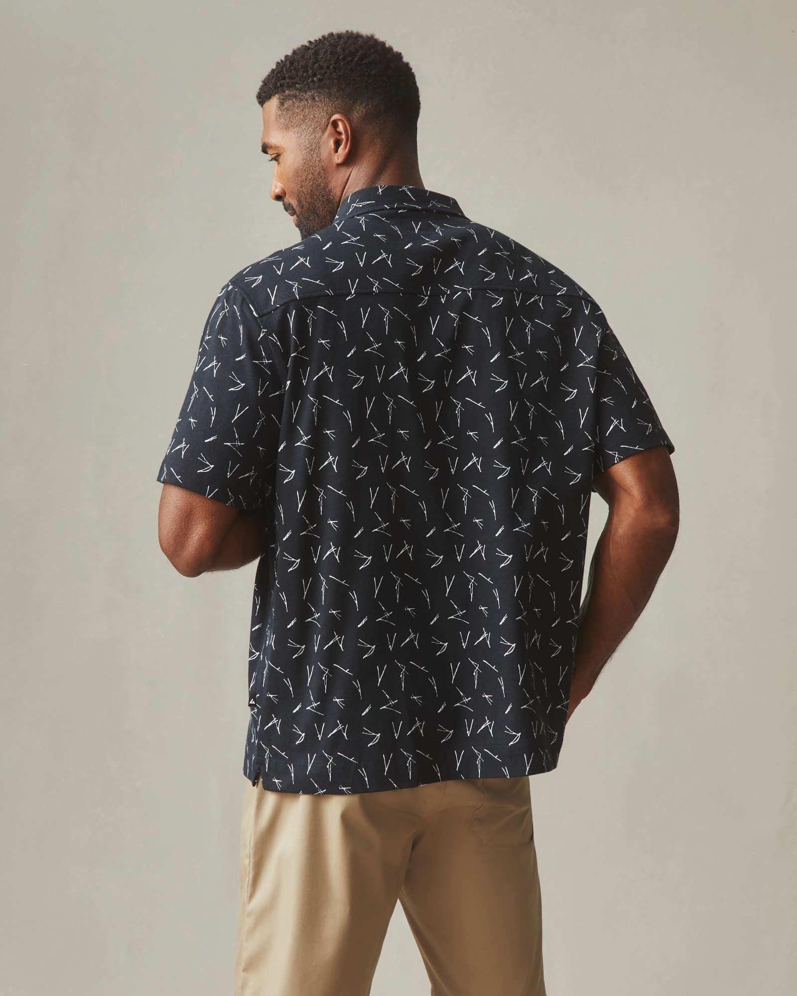 Men's Resort Shirt - Black White Print Male Product Image
