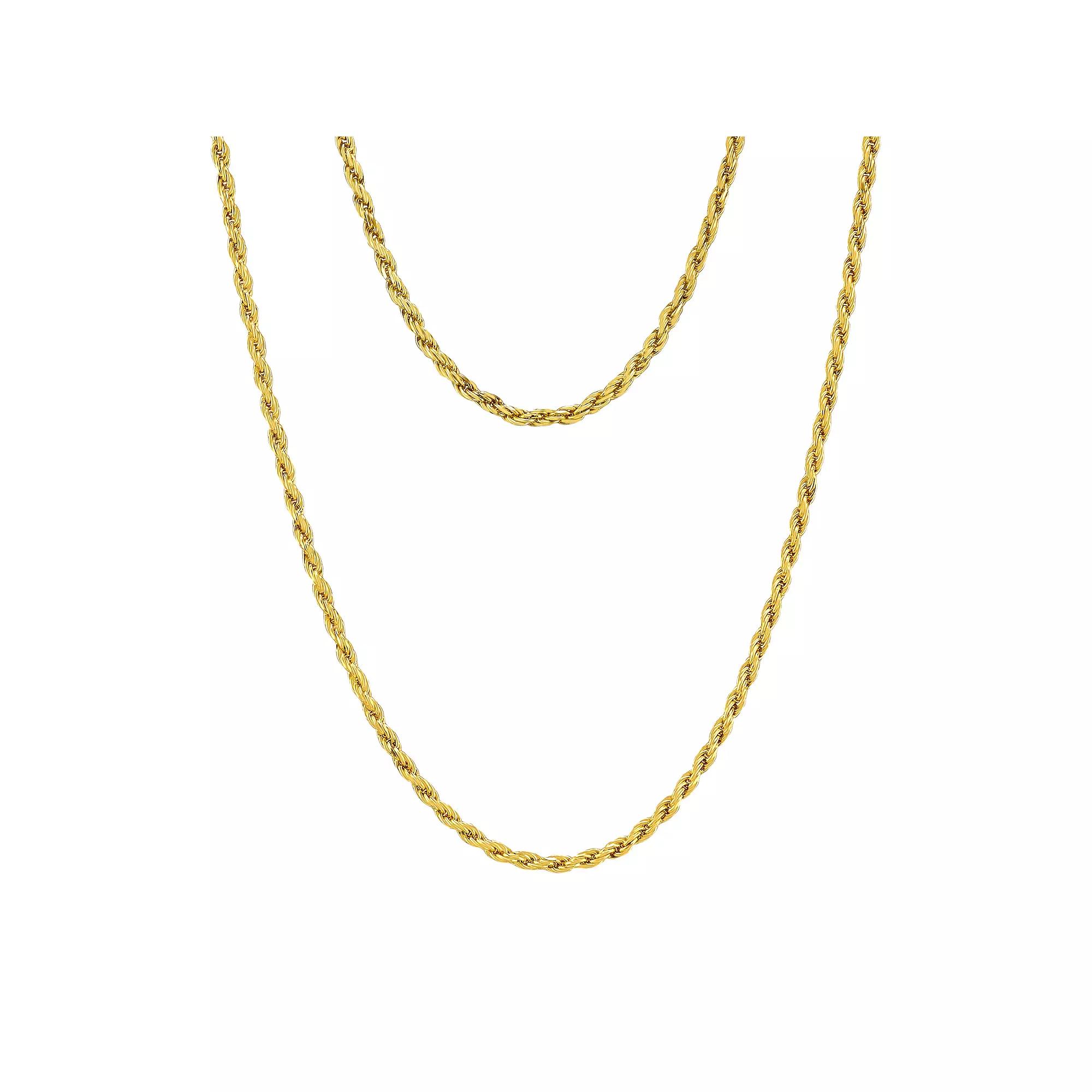 Primavera 24k Gold Over Silver Rope Necklace & Bracelet Set, Womens, Gold Tone Product Image
