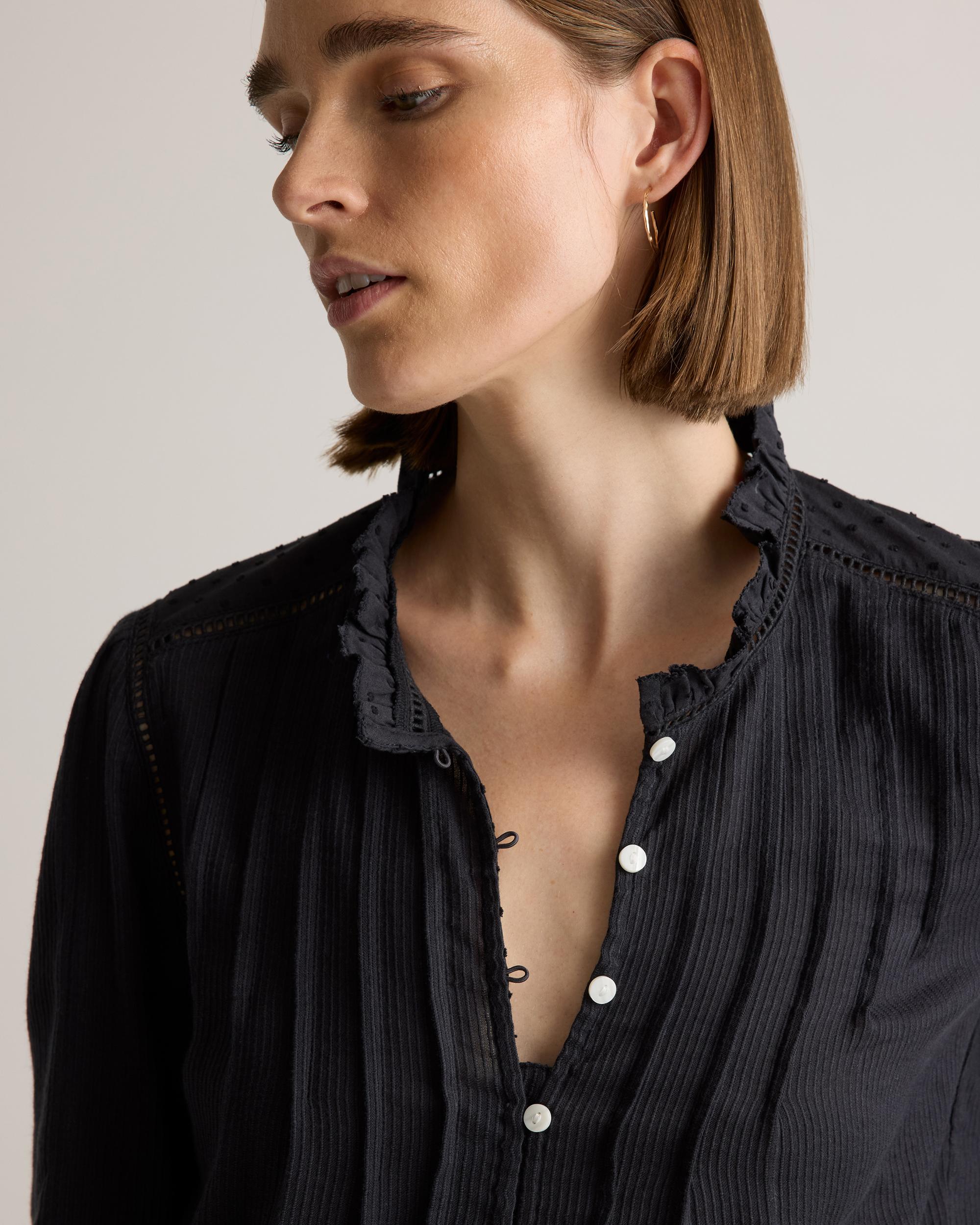 Quince | Women's Organic Textured Cotton Peasant Blouse Organic Cotton Product Image