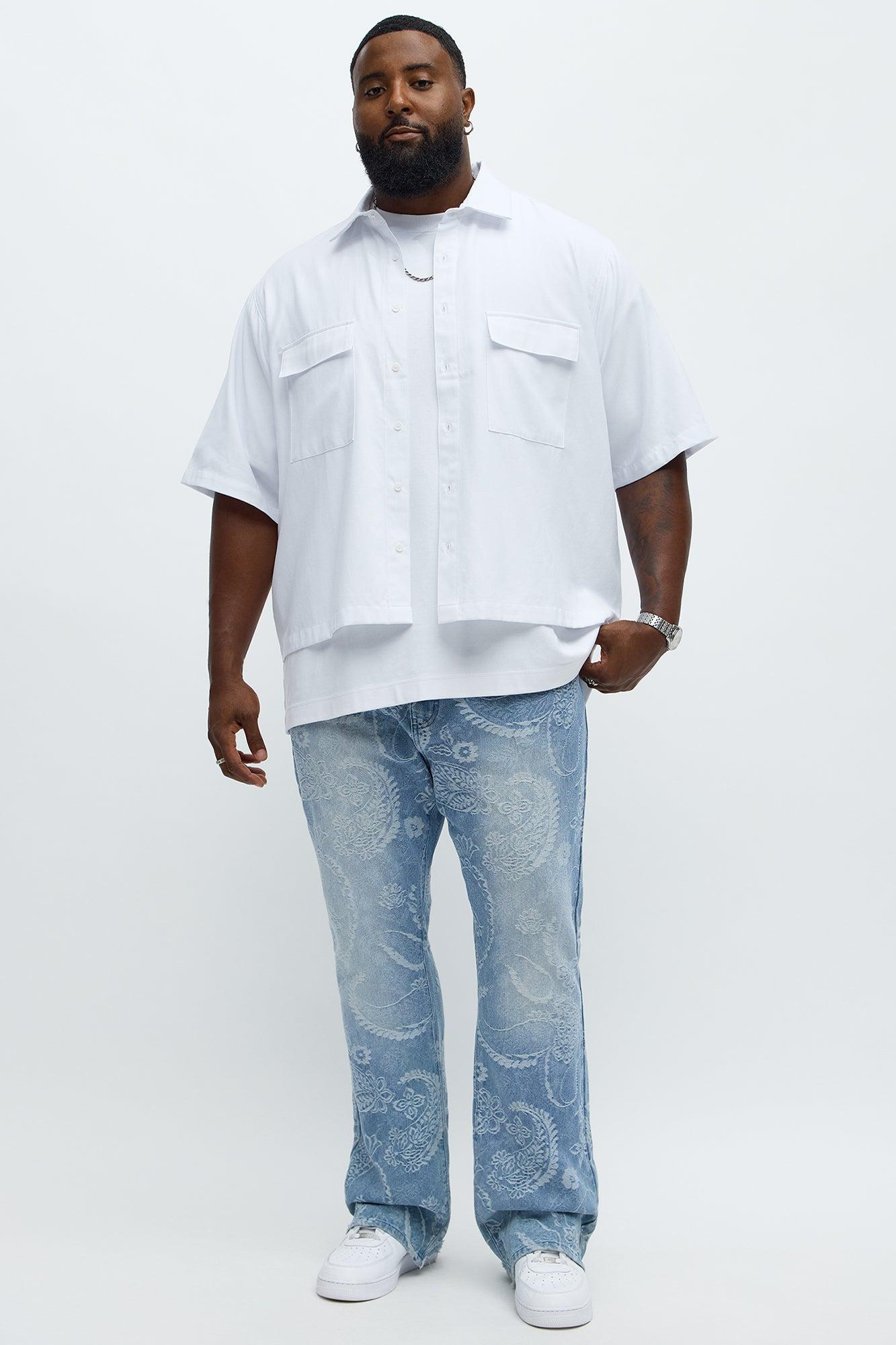 Stacked Slim Flare Come And Get It Paisley Jeans - Medium Wash Male Product Image