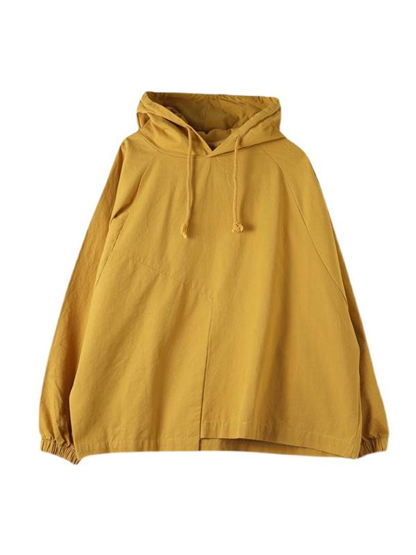 Artistic Retro Solid Color Split-Joint Hooded Long Sleeves Hoodies Product Image