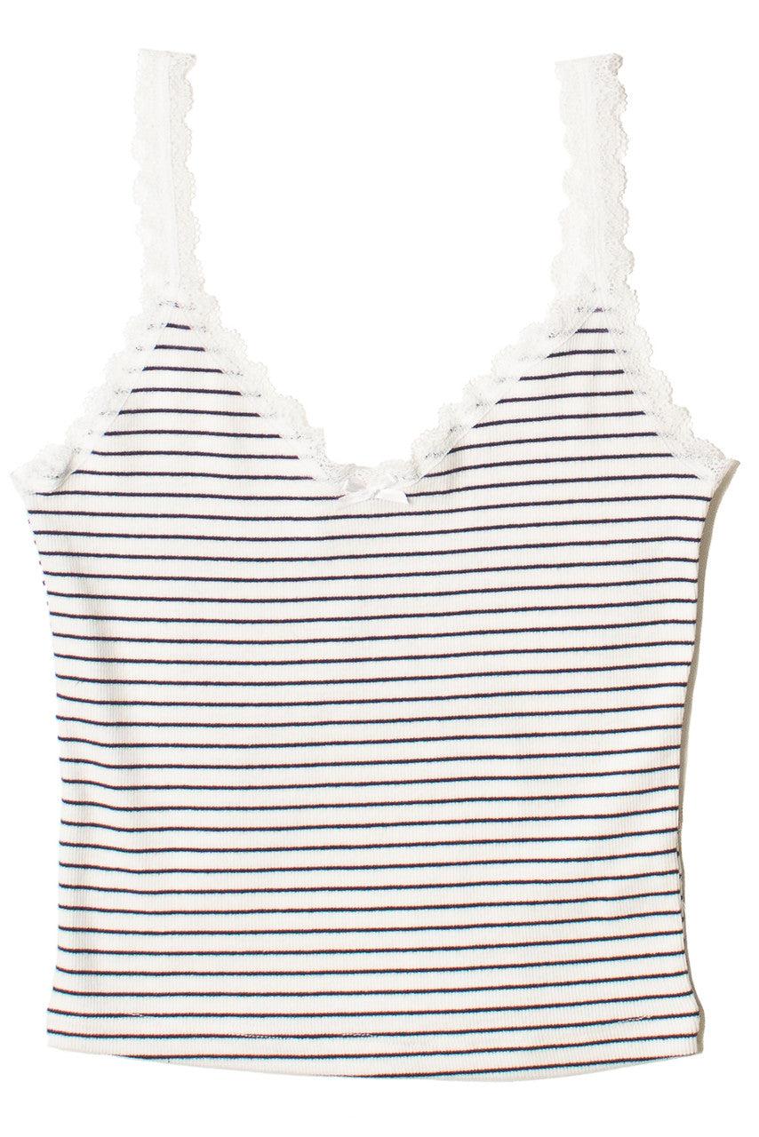 Striped Lace Trim Bow Tank Product Image