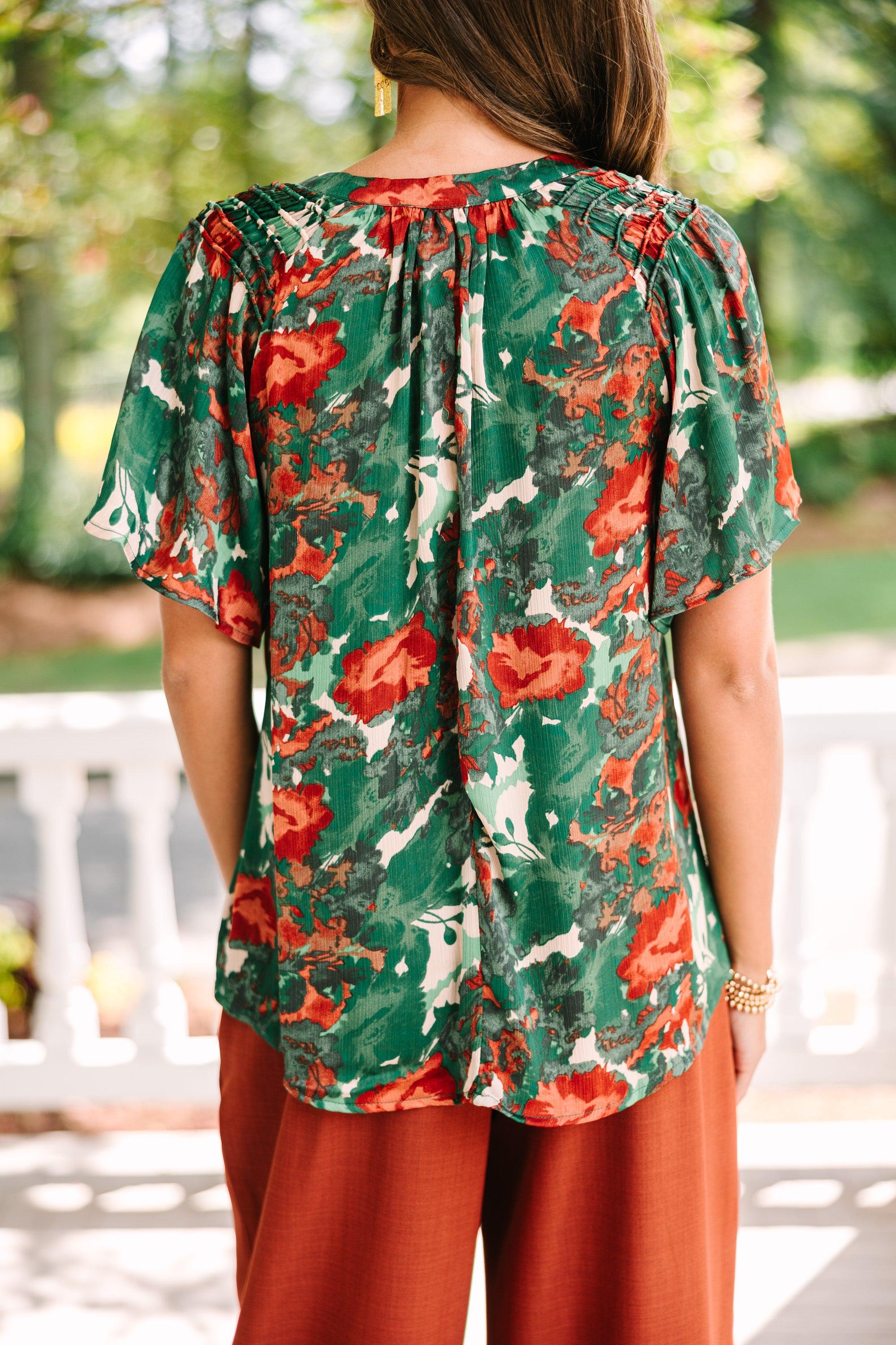 Into Your Heart Green Floral Blouse Female Product Image