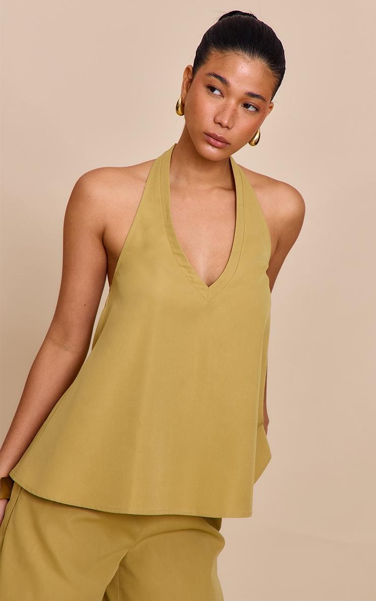  Sand Tailored Halter Frill Detail Top Product Image
