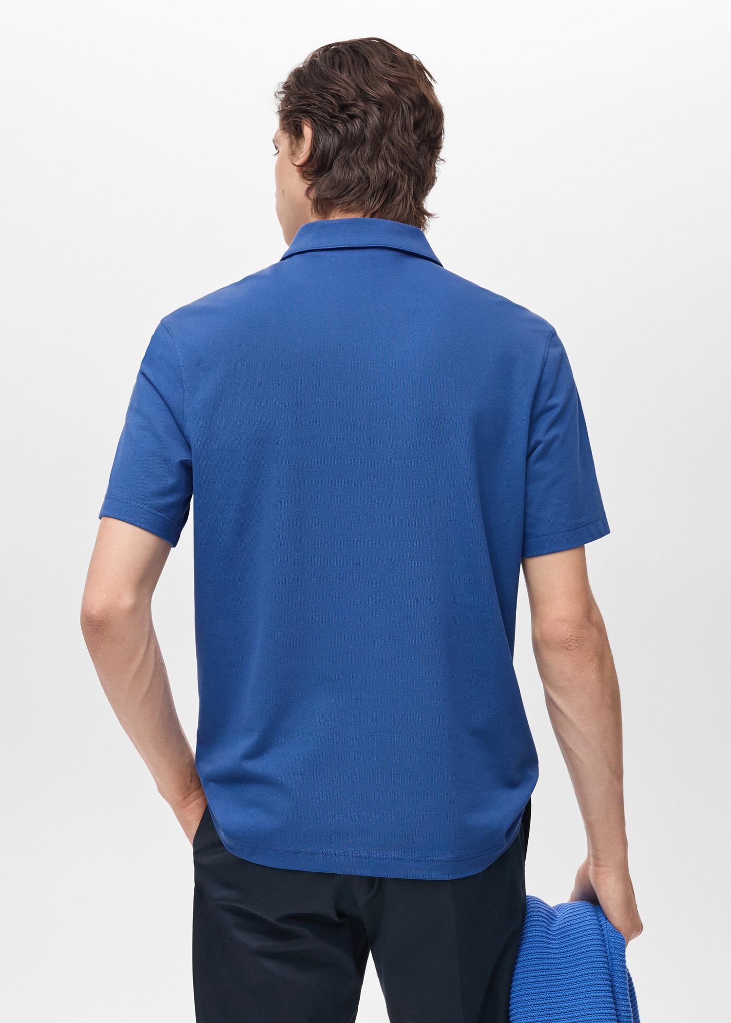 Slim-fit cotton-piqué polo shirt - Men | MANGO USA Product Image