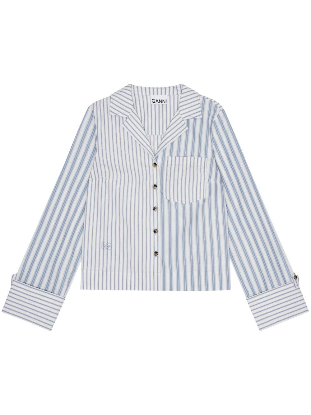 stripe-print cropped poplin shirt Product Image