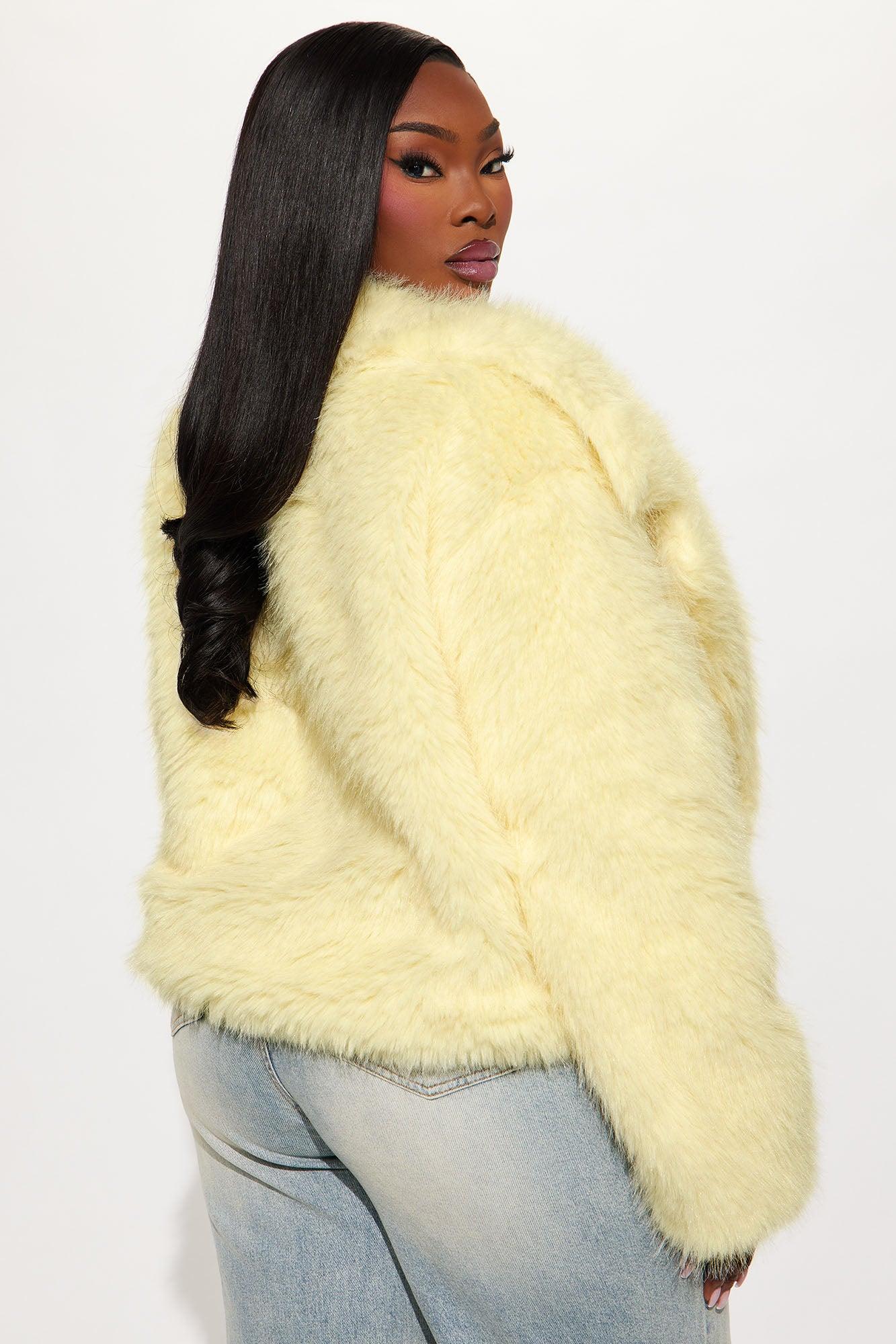 Kennedy Faux Fur Coat - Butter Yellow Female Product Image