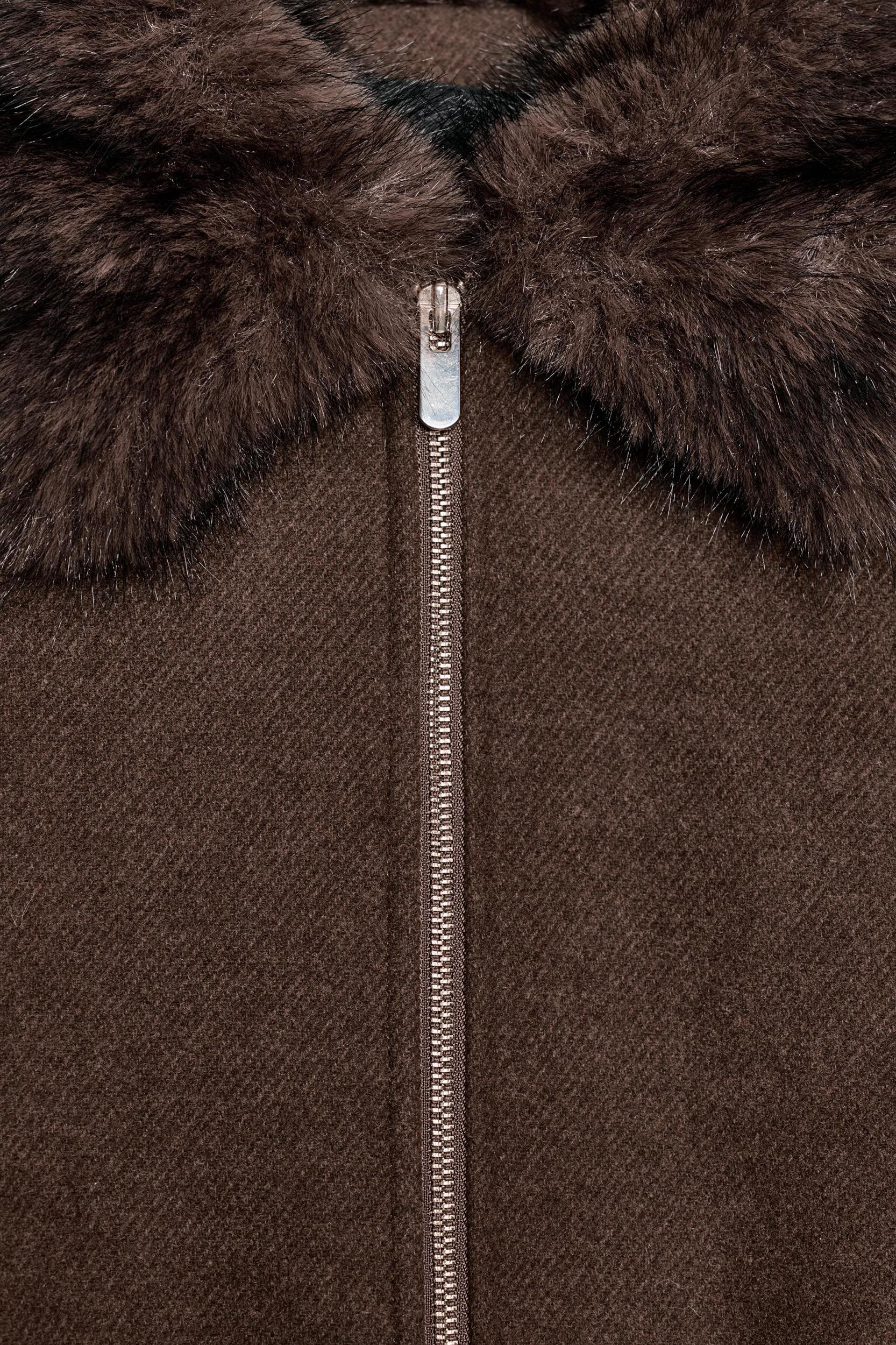 SOFT FAUX FUR COLLAR BOMBER JACKET Product Image