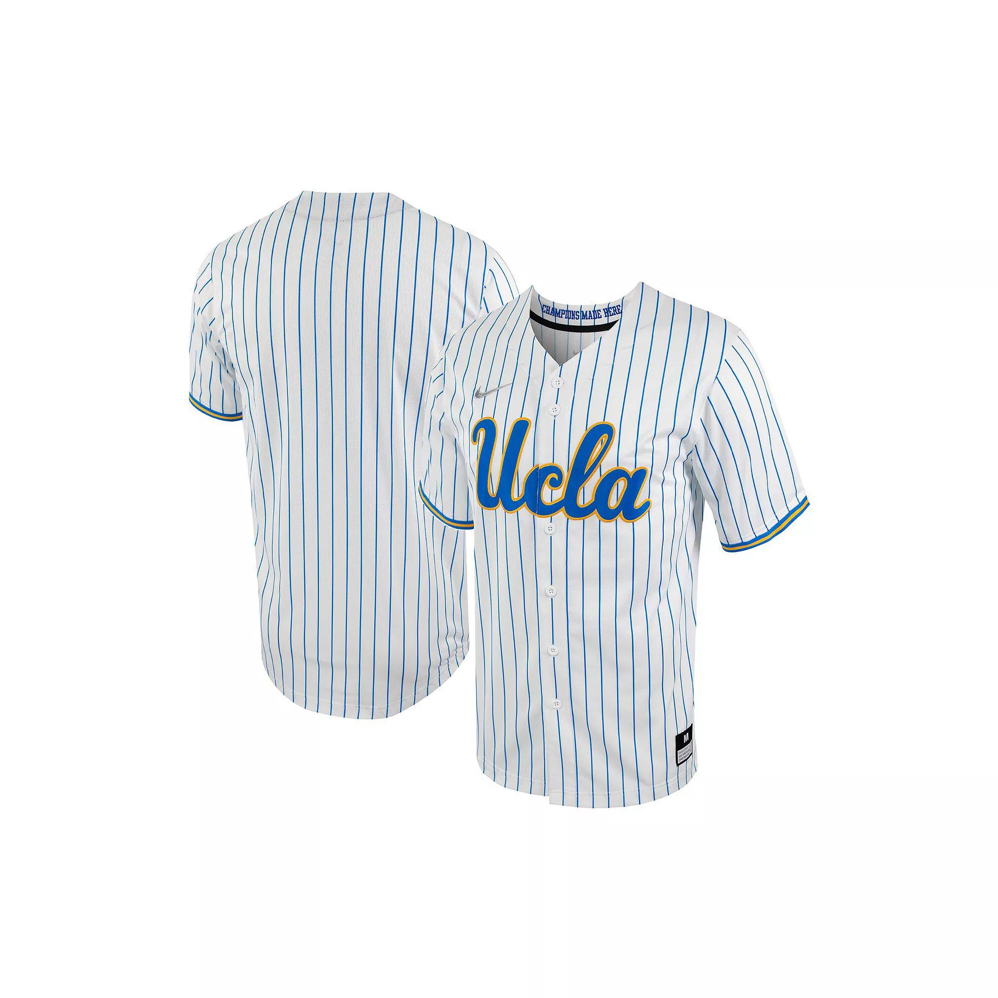 Men's Nike White/Blue UCLA Bruins Pinstripe Replica Full-Button Baseball Jersey,  Product Image