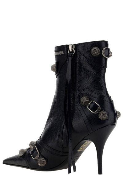 BALENCIAGA Womens Cagole Lambskin Buckle Zip Ankle Booties In Black Product Image