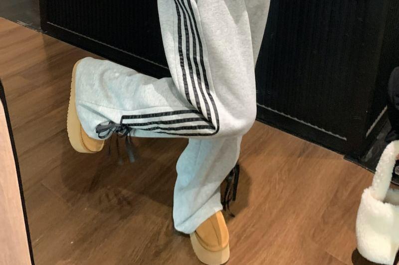 High Waist Striped Bow Accent Loose-Fit Wide-Leg Sweatpants Product Image