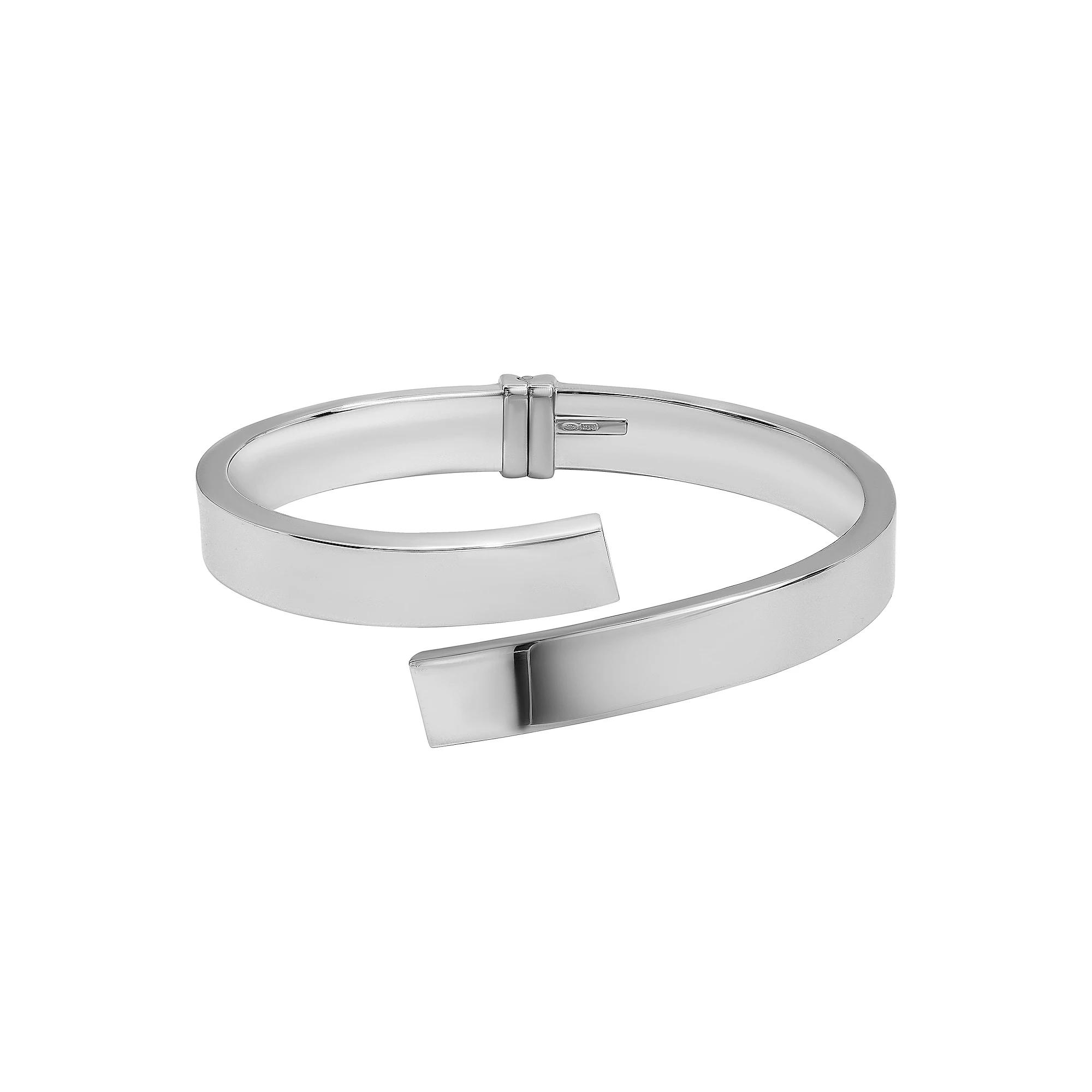Argento Forte Sterling Silver Hinged Bypass Bangle Bracelet, Women's, Size: 7" Product Image