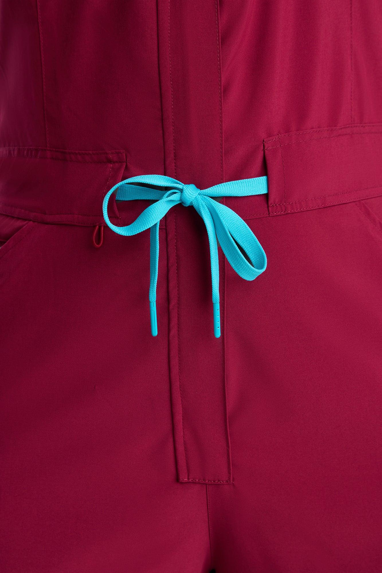 Ready Next Shift Stretch Scrub Jumpsuit - Burgundy Female Product Image