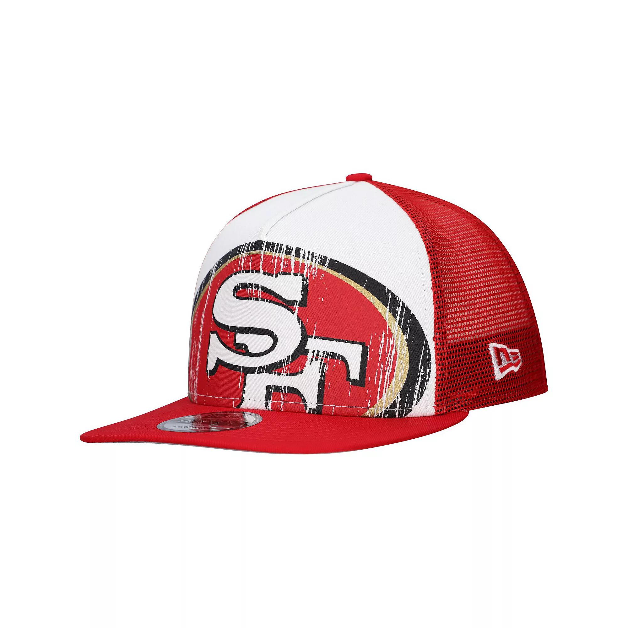 Men's New Era White/Scarlet San Francisco 49ers Distressed 9FIFTY A-Frame Snapback Hat Product Image
